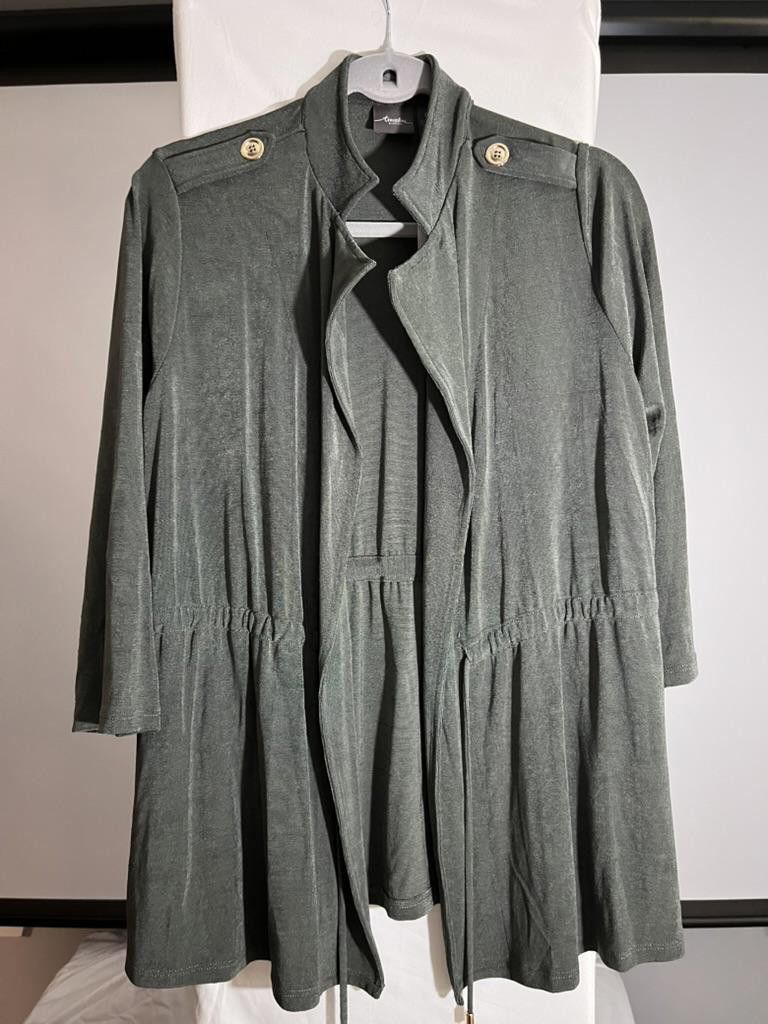 Chicos Chico's Stylish Trench Coat with Gold Accents - Green Size XS / US 0-2 / IT 36-38 - 1 Thumbnail
