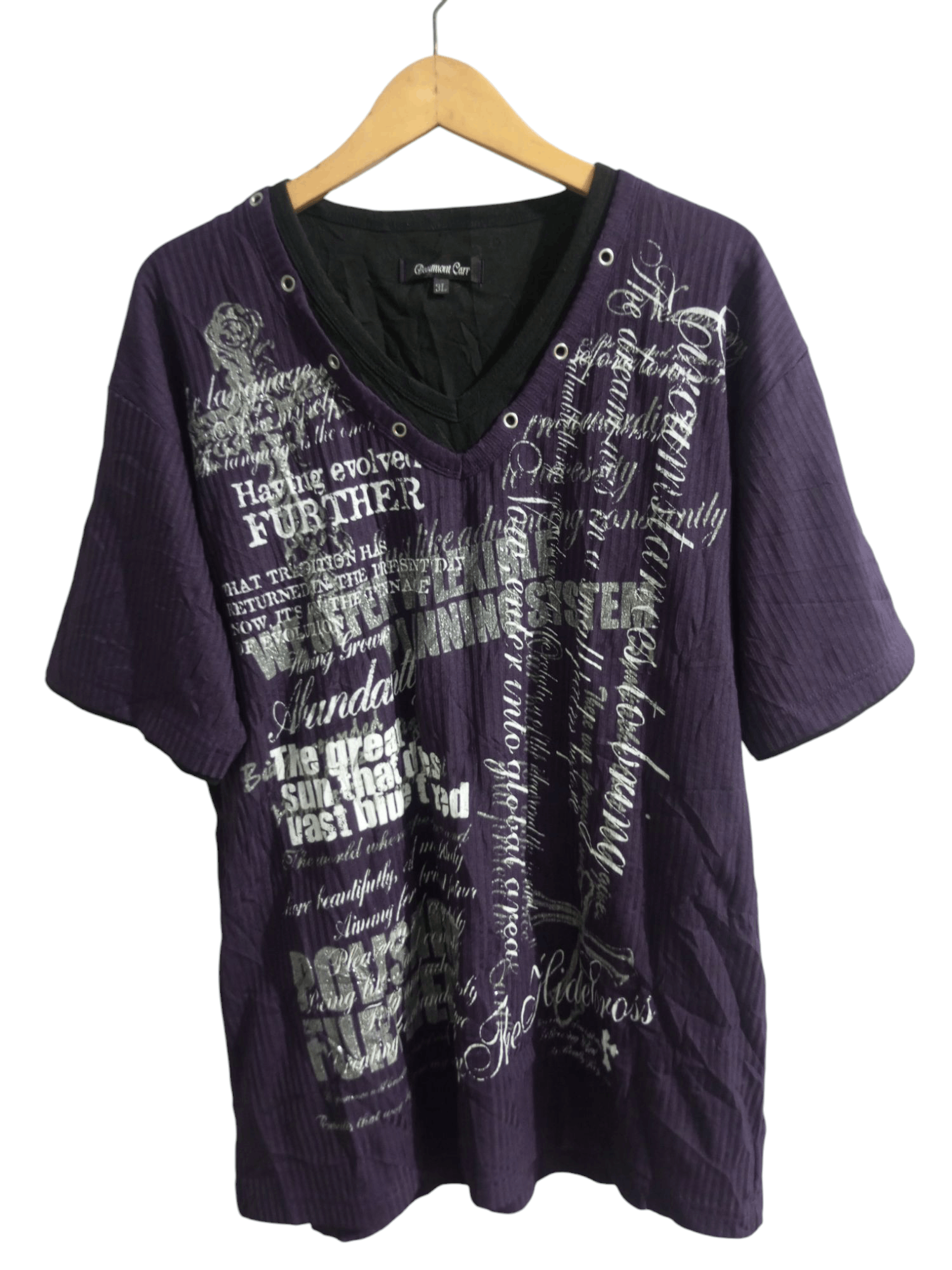 Japanese Brand × Vintage Vintage Beaumont carr poem double layers purple tee Size US XL / EU 56 / 4 - 1 Thumbnail