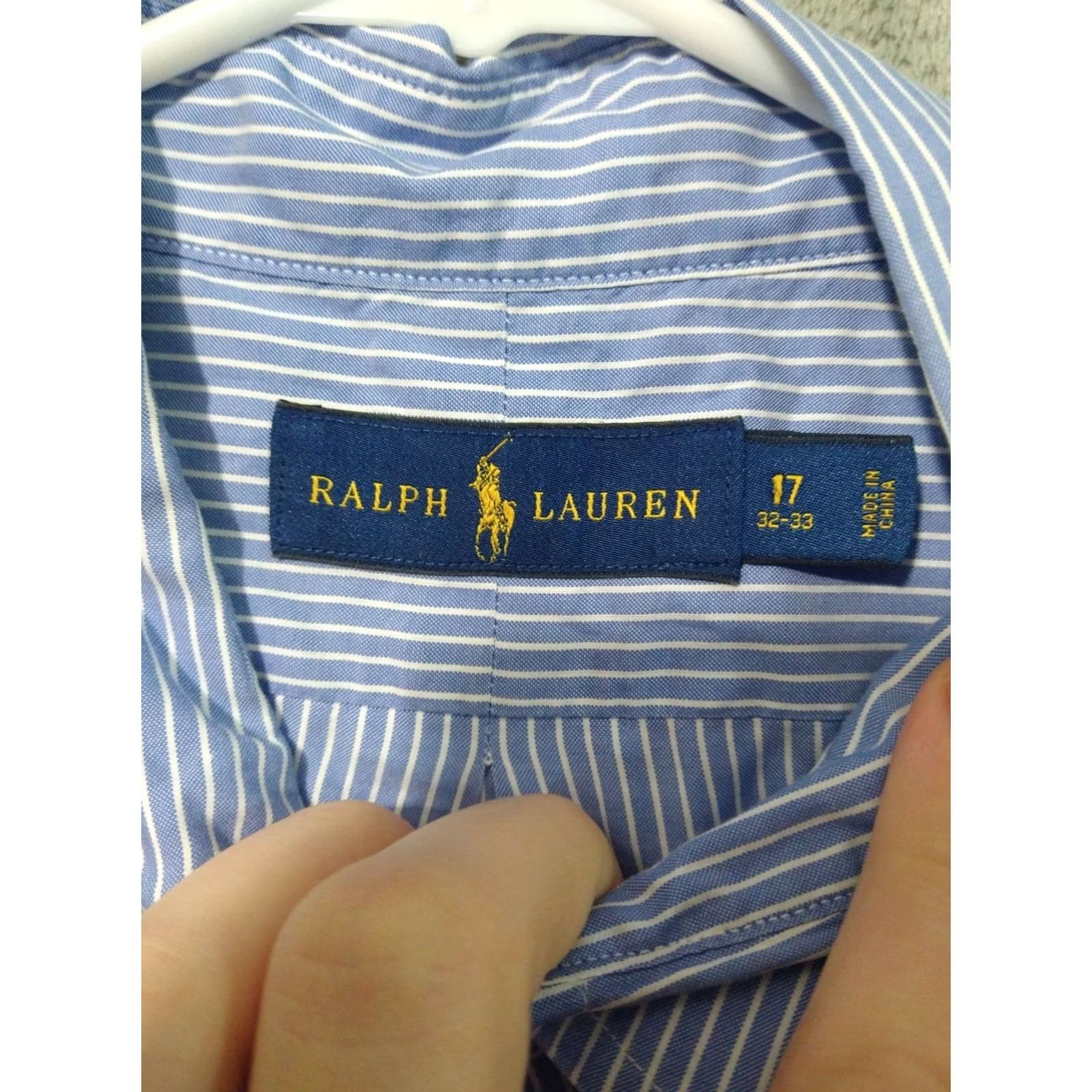 Ralph Lauren Ralph Lauren Shirt Mens 17 32/33 Blue Striped Long Sleeve Button-Down Cotton Shirt Size US XL / EU 56 / 4 - 7 Thumbnail