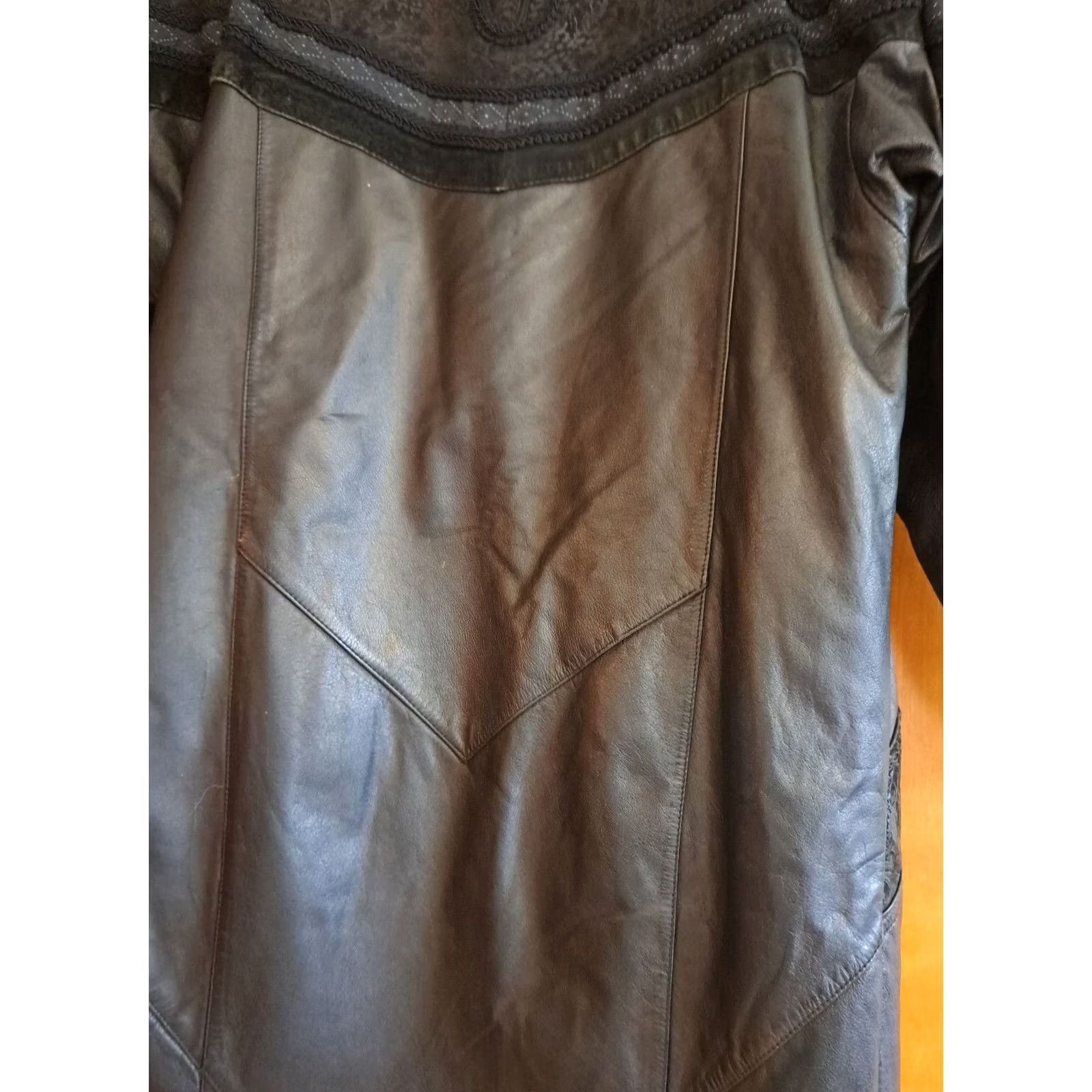 Wilson Wilson Coat Women Long Black Suede Embroidered Leather X-Small Trench Bohemian Party/Cocktail Size XS / US 0-2 / IT 36-38 - 7 Thumbnail