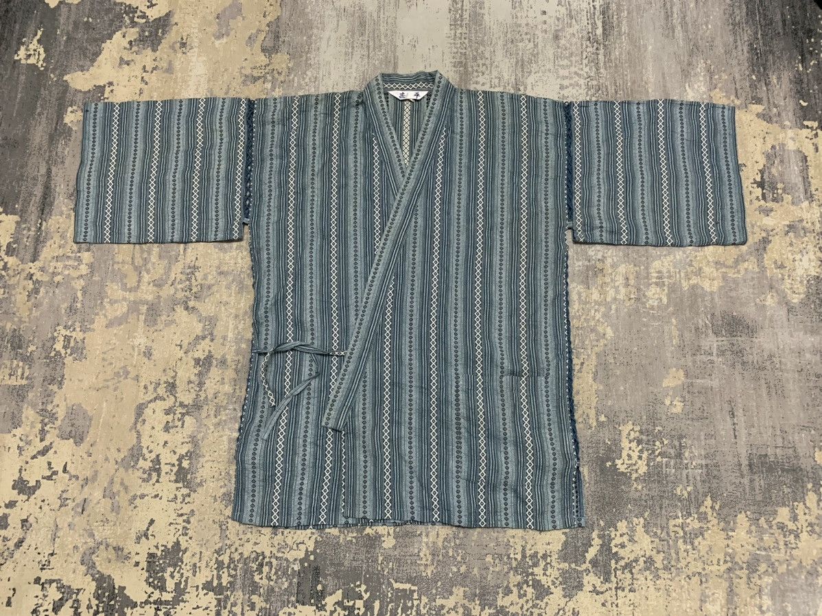 image of Kimono Japan Dragon x Komono Vintage Japanese Kimono Vertical Stripe Design in Blue (Size Medium)