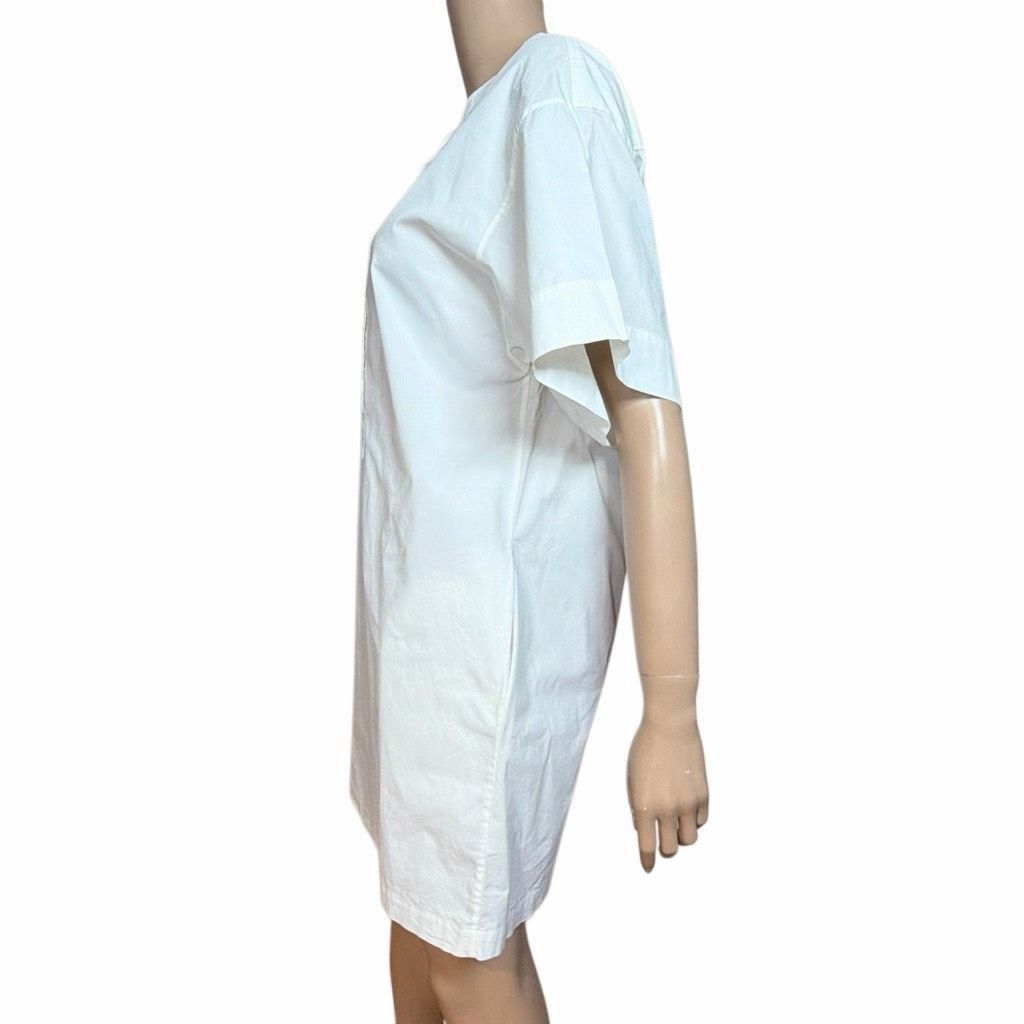 Theory Theory Cuffed Shift Shirt Dress White Cotton Blend 4 (064) Size S / US 4 / IT 40 - 4 Thumbnail