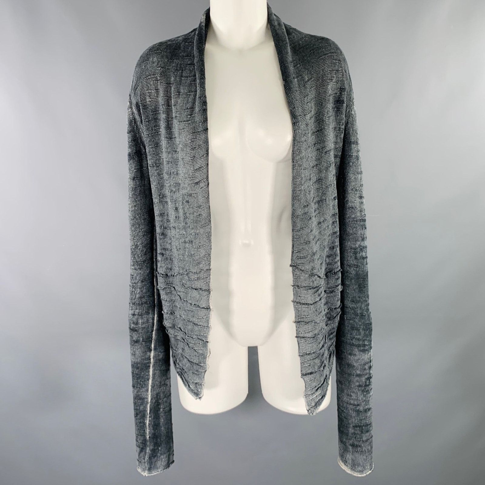 Avant Toi AVANT TOI Grey Charcoal Linen Marbled Open Front Cardigan Size M / US 6-8 / IT 42-44 - 1 Thumbnail
