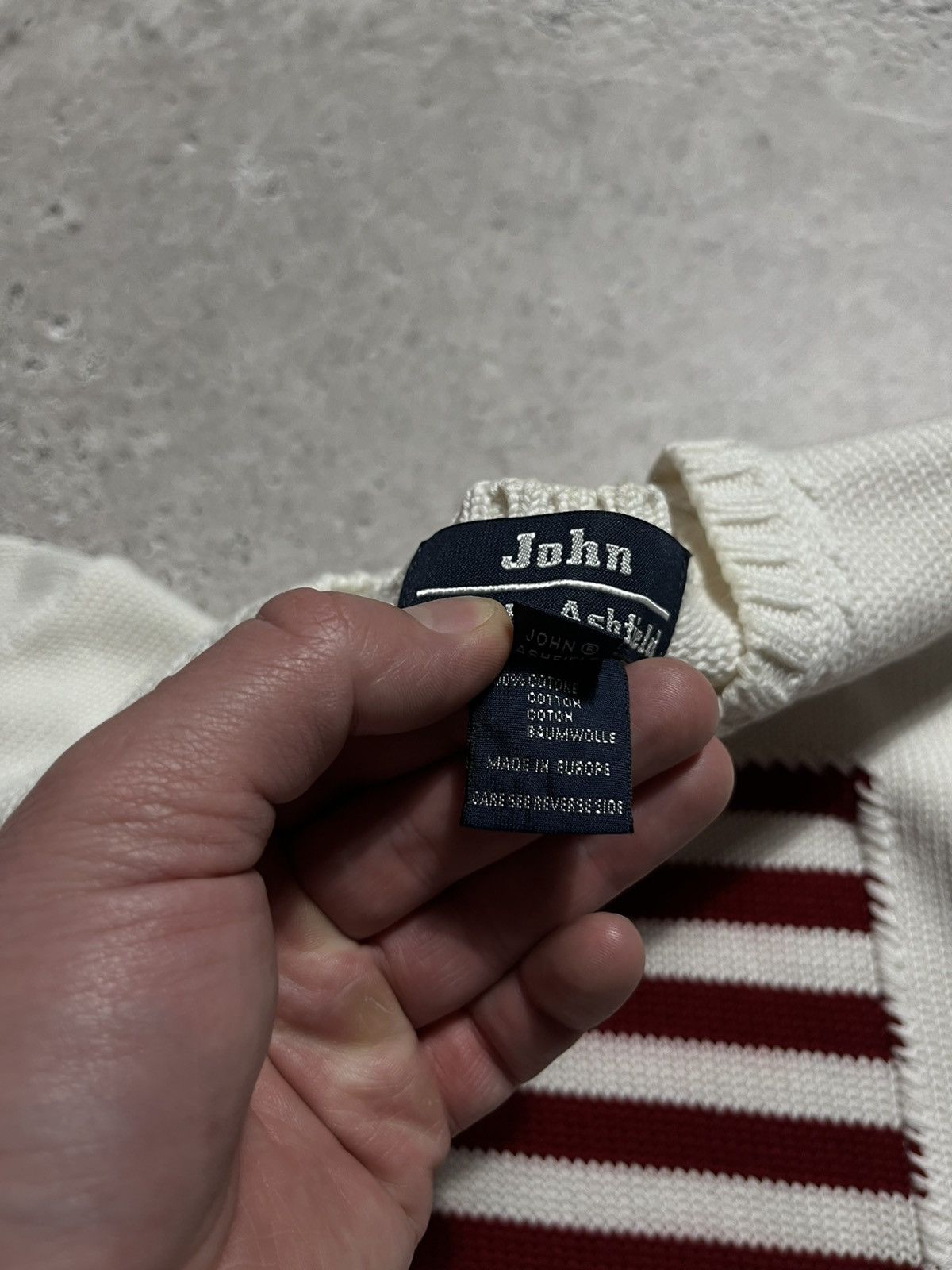 Vintage John Ashfield White Knit Sweater with USA Flag Patch - Small Size US S / EU 44-46 / 1 - 6 Thumbnail