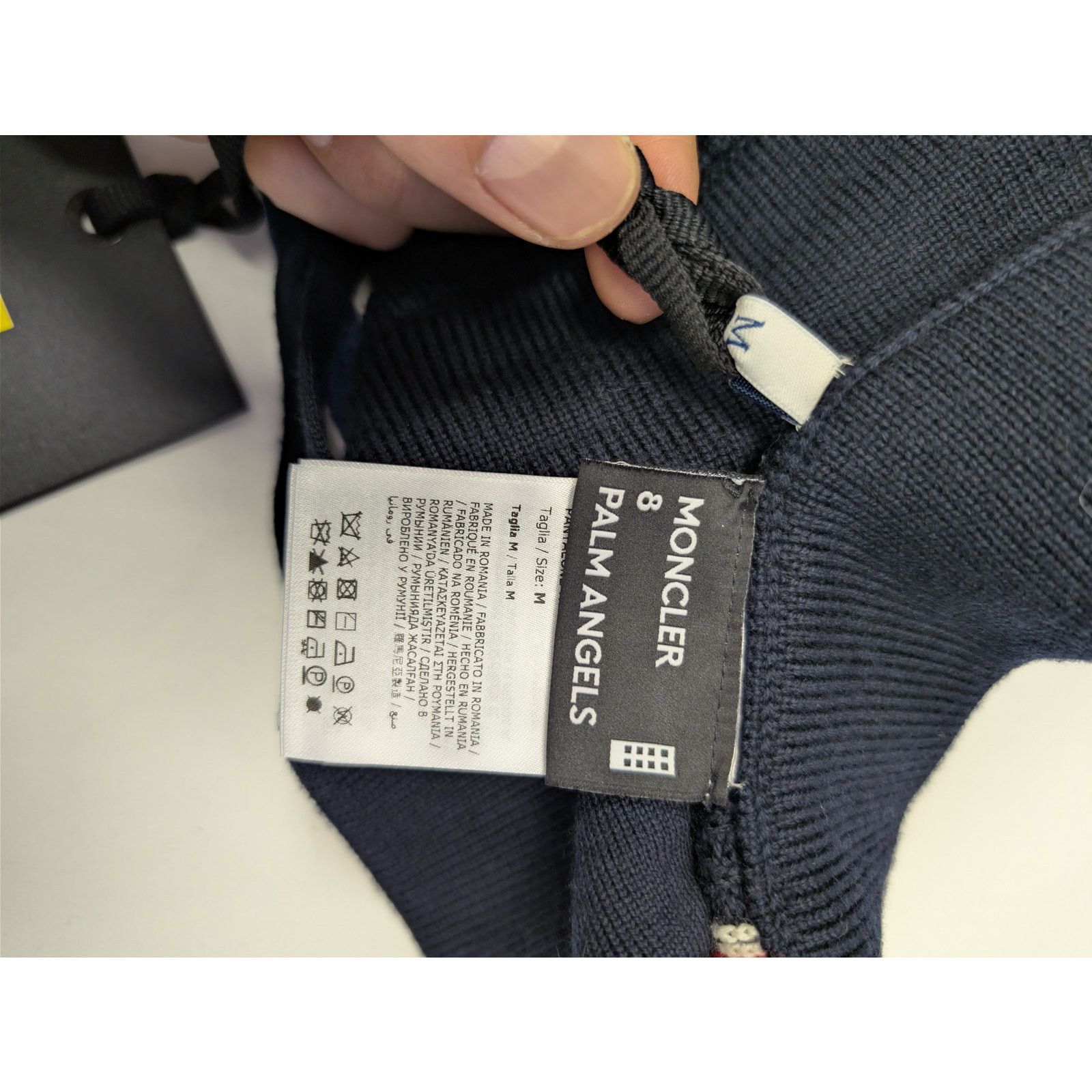 Moncler × Palm Angels o1rshd1 Knitwear Racing Track Pants in Navy Blue / White Size US 32 / EU 48 - 16 Thumbnail