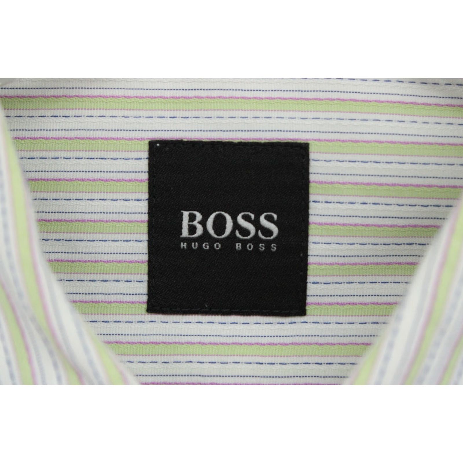 Hugo Boss HUGO BOSS Shirt Button-Up Striped Green Men's Large Cotton Casual Preppy Modern Vintage No N/A Size US L / EU 52-54 / 3 - 6 Thumbnail