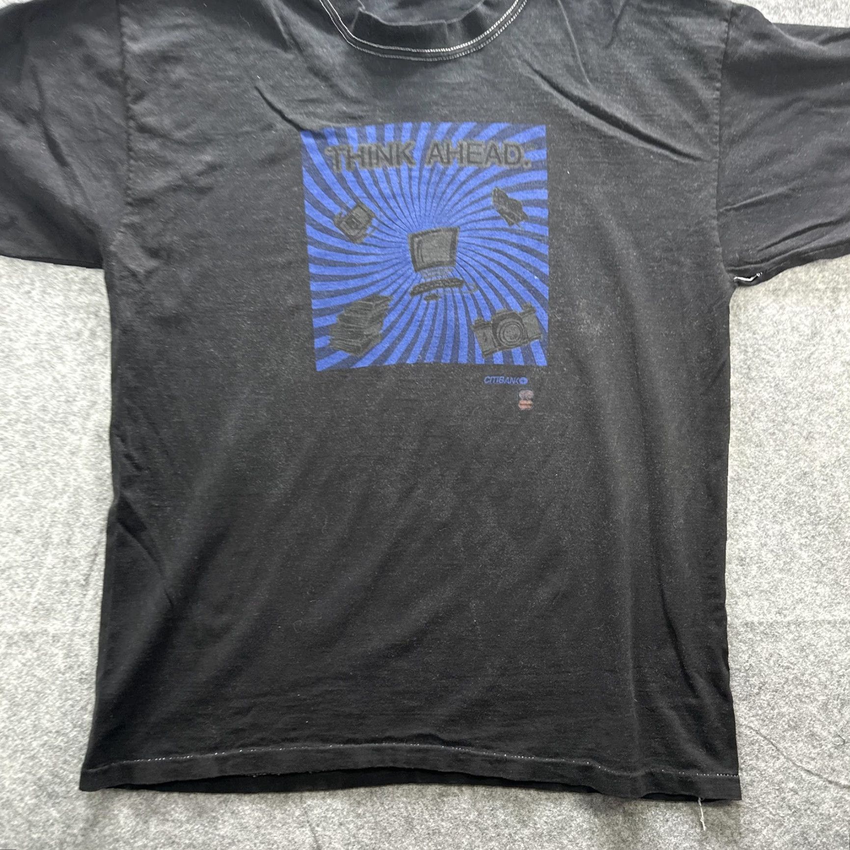 Other VINTAGE Citibank Shirt Mens Large Black Think Ahead Graphic Computer Promo 90s Size US M / EU 48-50 / 2 - 3 Thumbnail