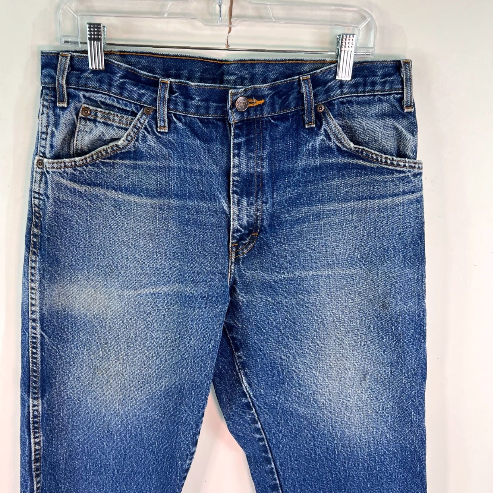 Dickies VINTAGE Dickies Jeans Mens 34x29 Cropped Relaxed Fit Denim Blue 80s 90s Workwear 5-Pocket Midwest Brand Mens Size US 34 / EU 50 - 2 Thumbnail