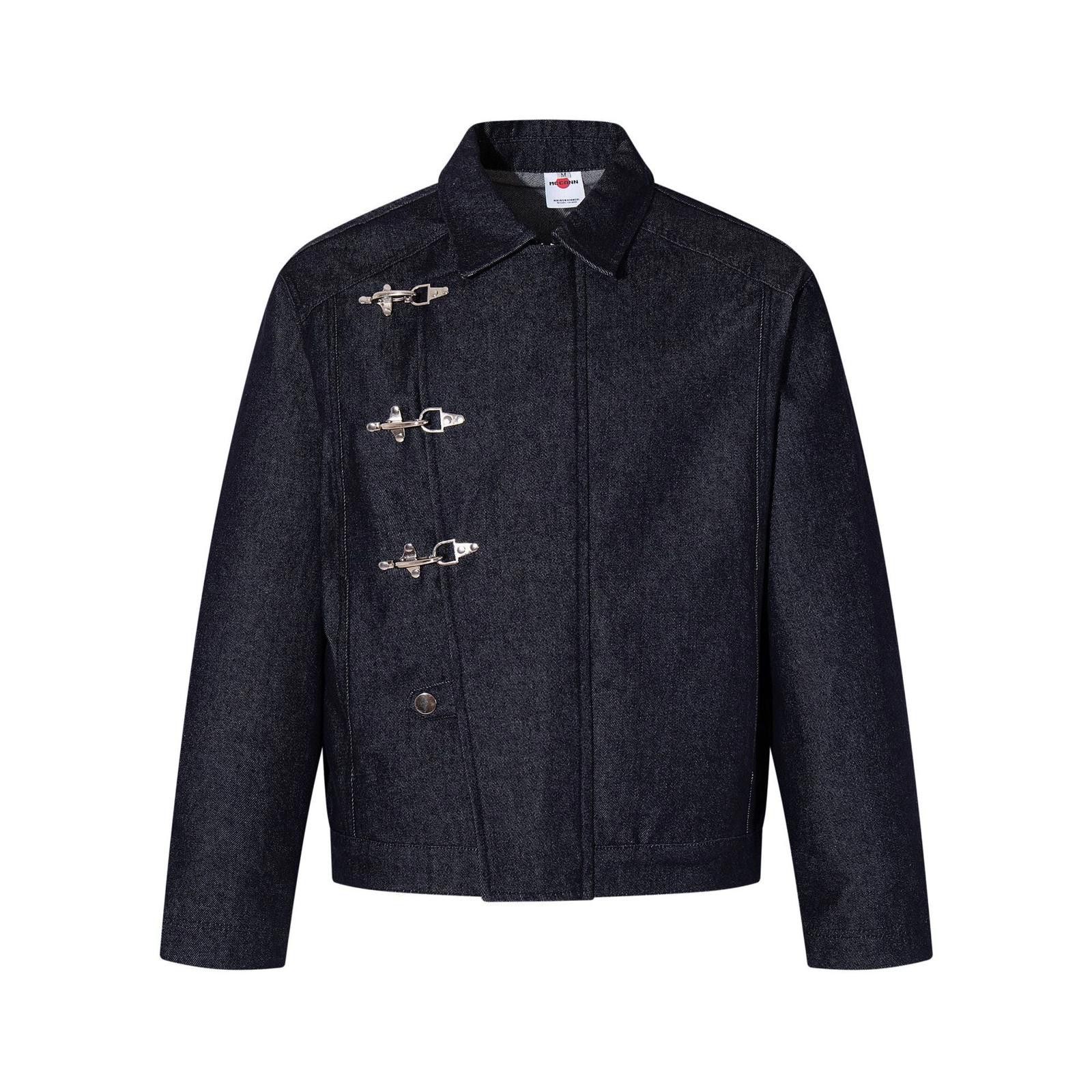 Other Indigo Blue Raw Denim Fireman Clasp Closure Jacket Size US L / EU 52-54 / 3 - 1 Thumbnail