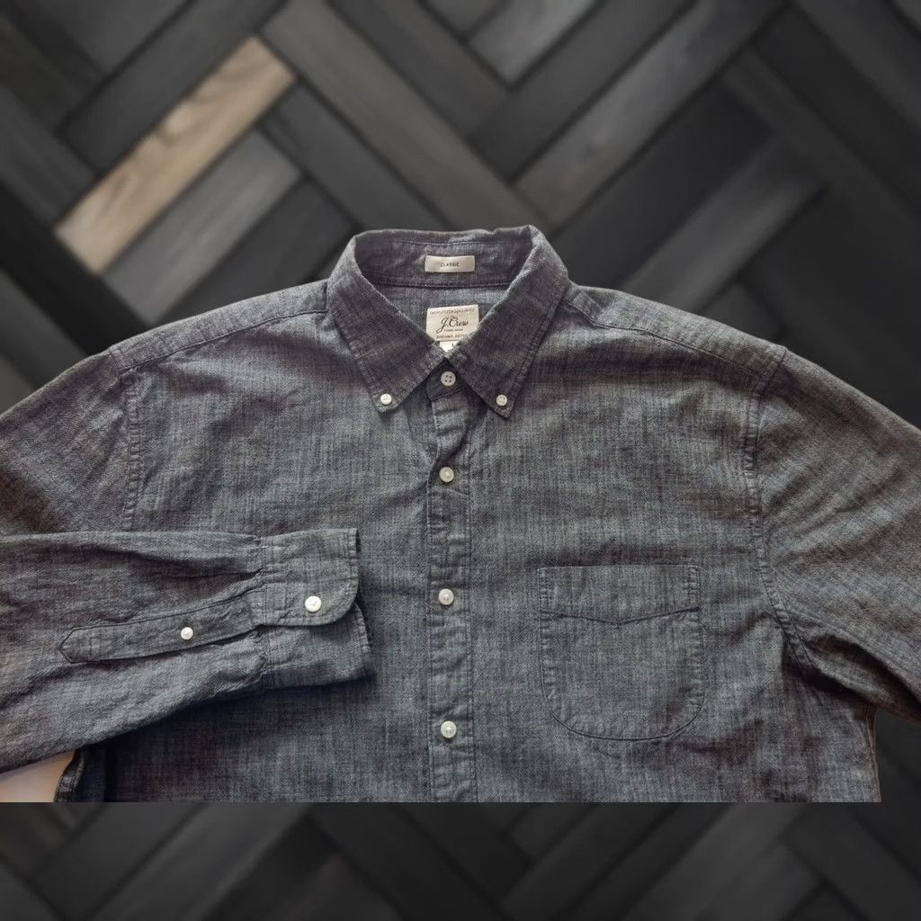 J.Crew J.CREW Shirt Button-Front Long Sleeve Blue Denim/Chambray Cotton L Men Size US L / EU 52-54 / 3 - 1 Thumbnail