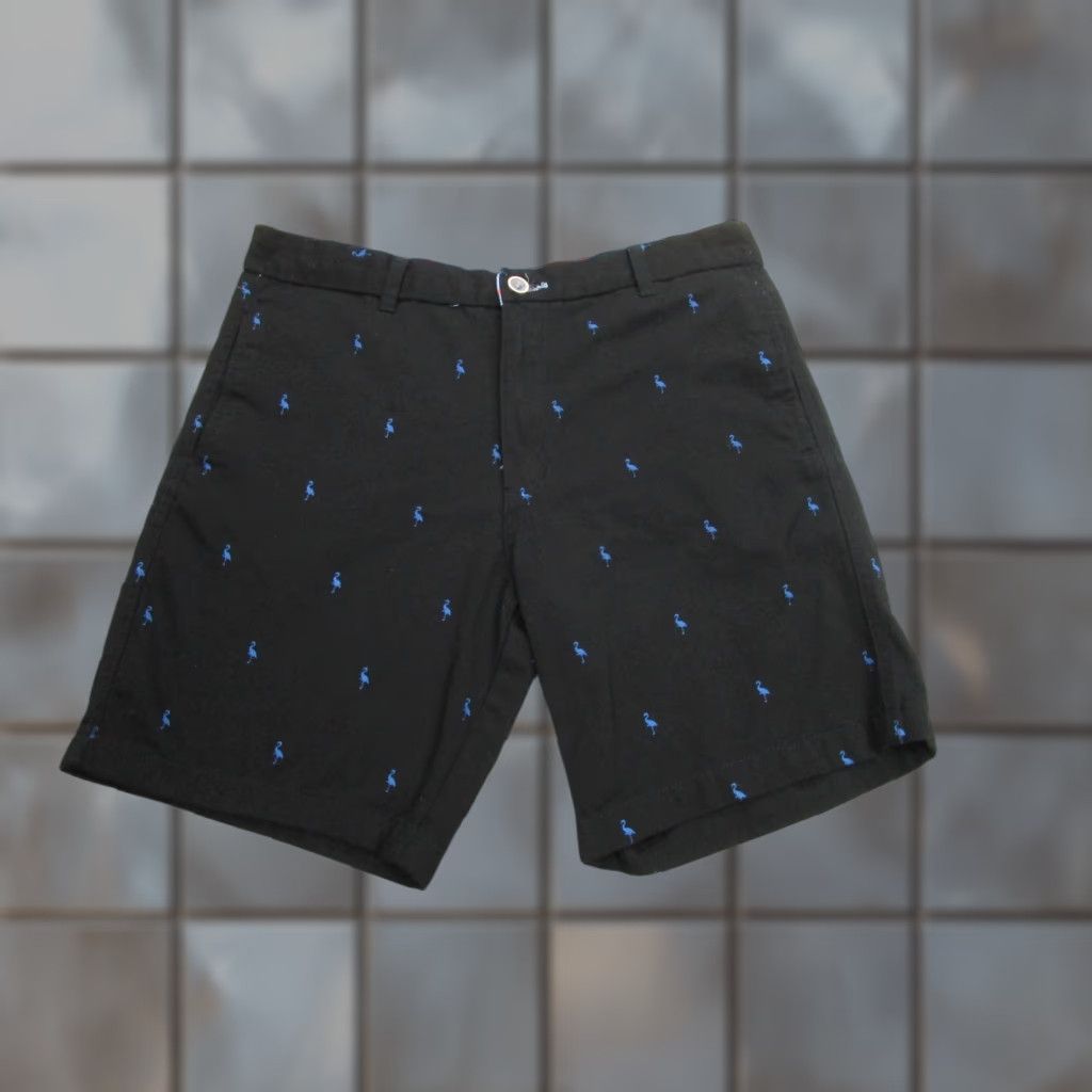 Tailorbyrd TAILORBYRD Chino Shorts Mens 34 Black Flamingo Embroidered 100% Cotton Flat Front Casual Belt Loops Pockets Adults Mens Size US 34 / EU 50 - 1 Thumbnail