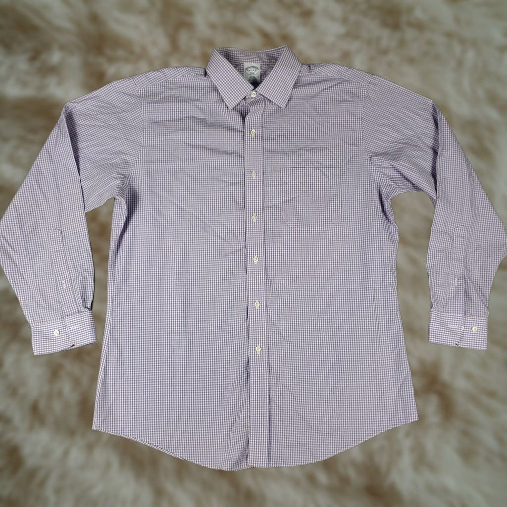 Brooks Brothers Brooks Brothers Shirt Mens 16.5 Blue Red Dress Button Up Long Sleeve Pattern Check Casual Business Formal Size 46R - 1 Thumbnail