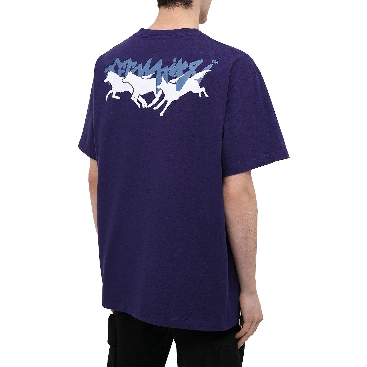 Off-White Blue Running Wolves Logo Oversized T-Shirt Size US M / EU 48-50 / 2 - 2 Thumbnail