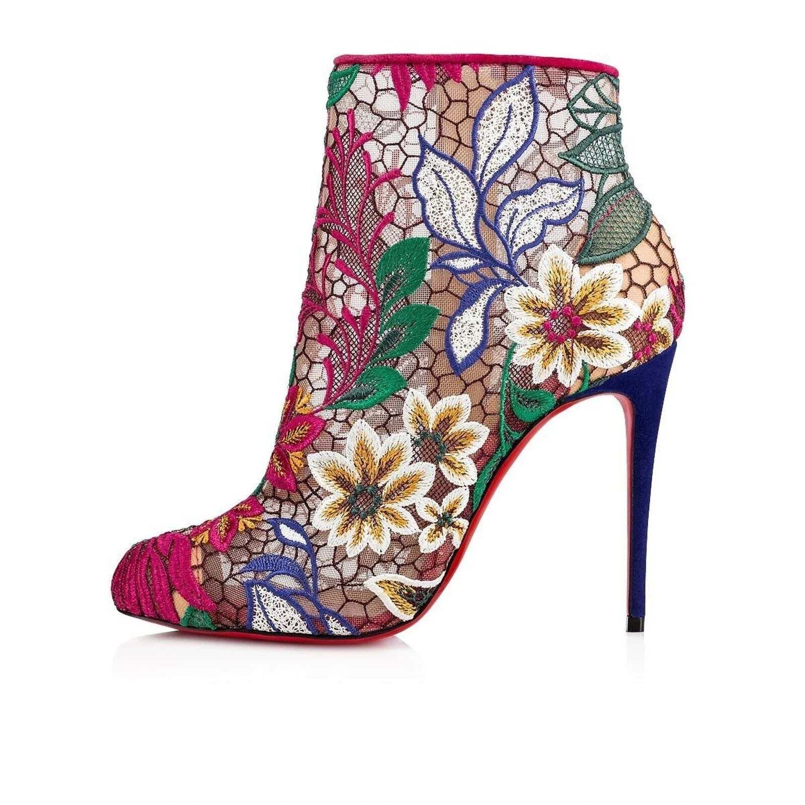 Christian Louboutin Christian Louboutin Miss Tennis 100 Multicolor Mesh Lace Size US 5 / IT 35 - 3 Thumbnail
