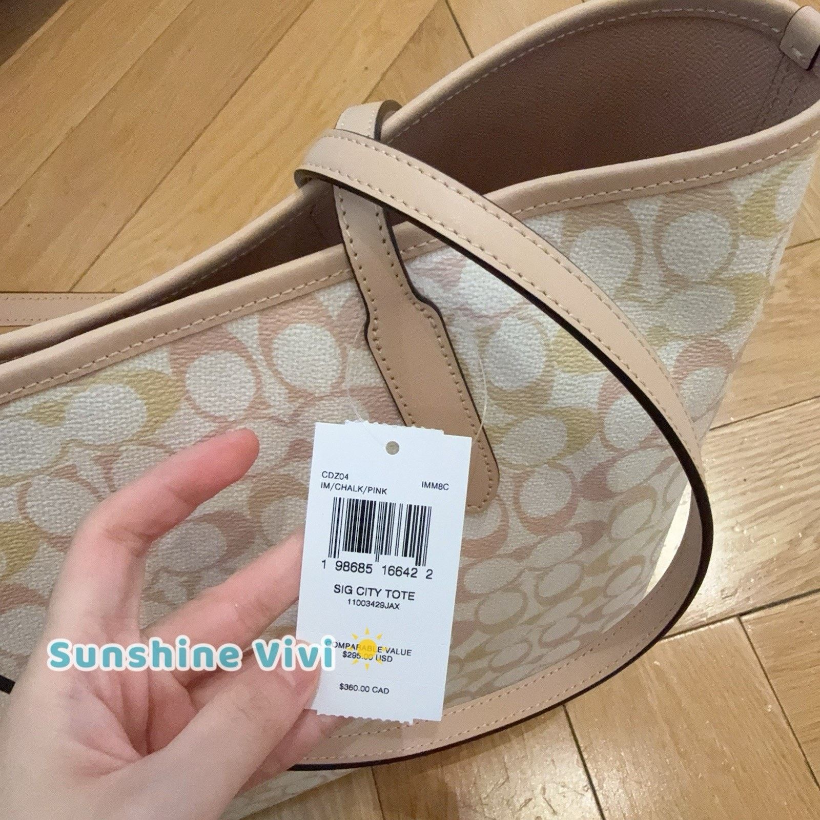Coach NWT Coach City Tote Bag Pretty Canvas CDZ04 Chalk/Pink Size ONE SIZE - 5 Thumbnail