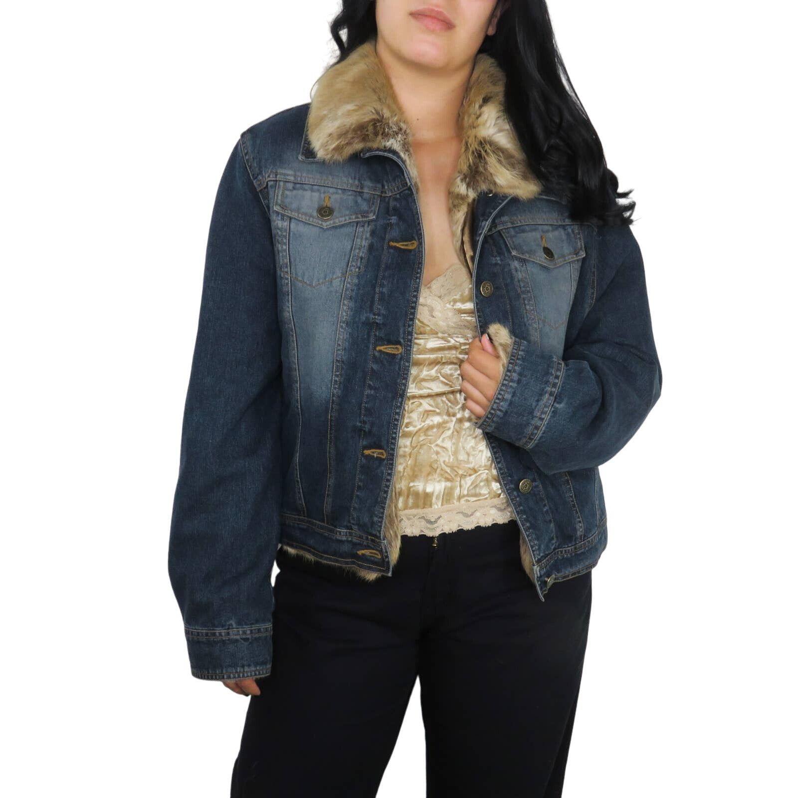 Vintage 1990s Vintage Rabbit Fur Jean Jacket Denim Jacket Large Size L / US 10 / IT 46 - 3 Thumbnail