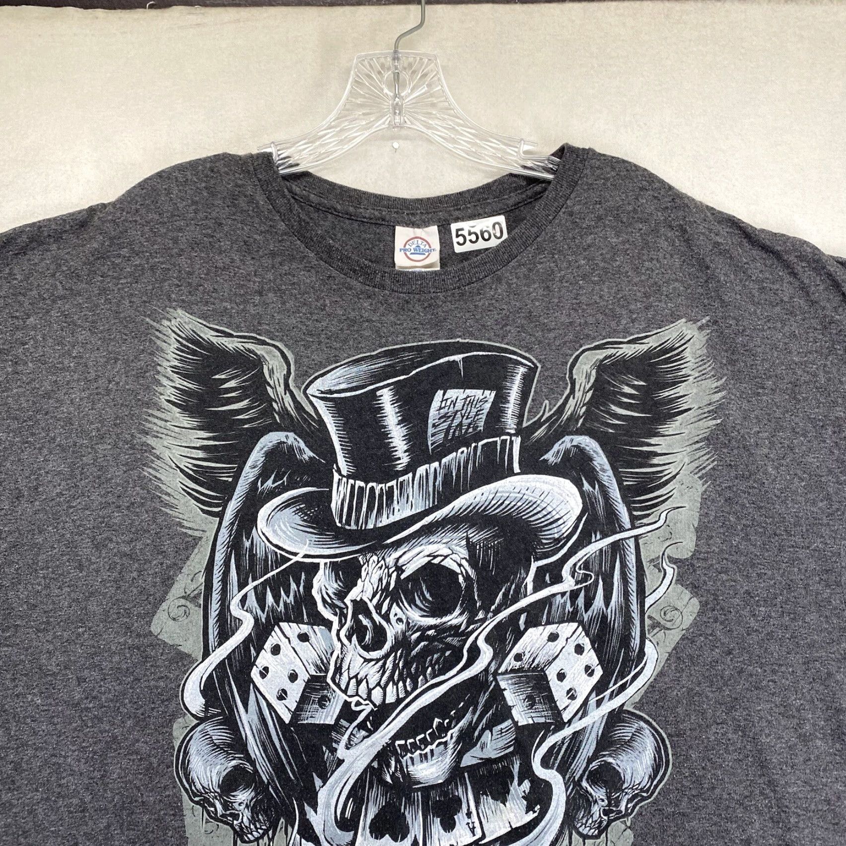 Vintage VINTAGE Skull Dice Station T-Shirt Men 3XL Gray Graphic Print Gambler Gothic Top Hat 60s 70s 80s 90s dx Size US XXL / EU 58 / 5 - 4 Thumbnail