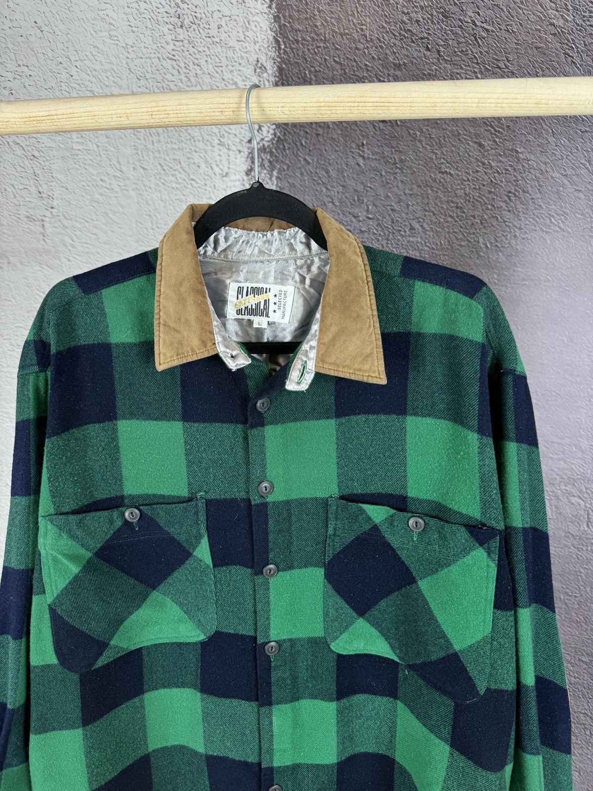 Flannel × Japanese Brand × Vintage Japan Classical LETT 1958 vintage flannel leather trim shirt Size US L / EU 52-54 / 3 - 6 Thumbnail