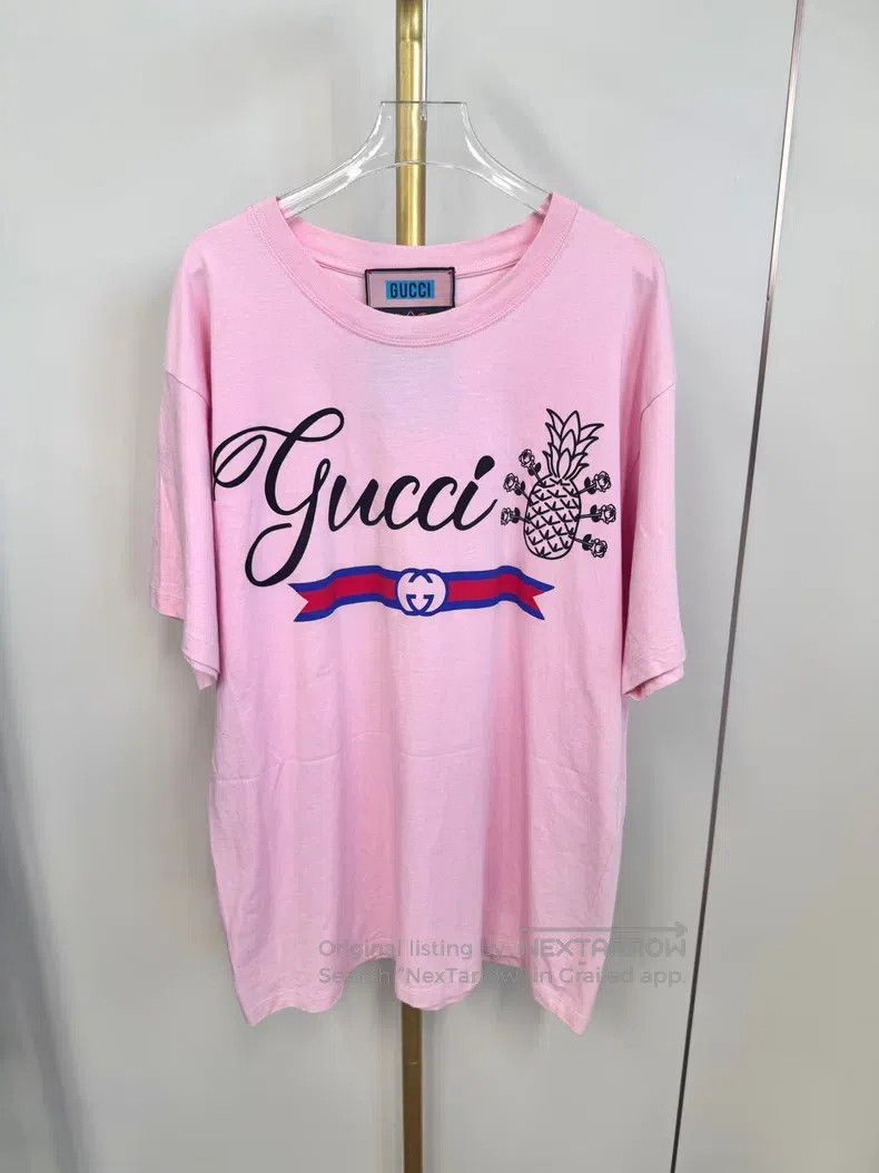 Gucci Pink pineapple letter logo short sleeve