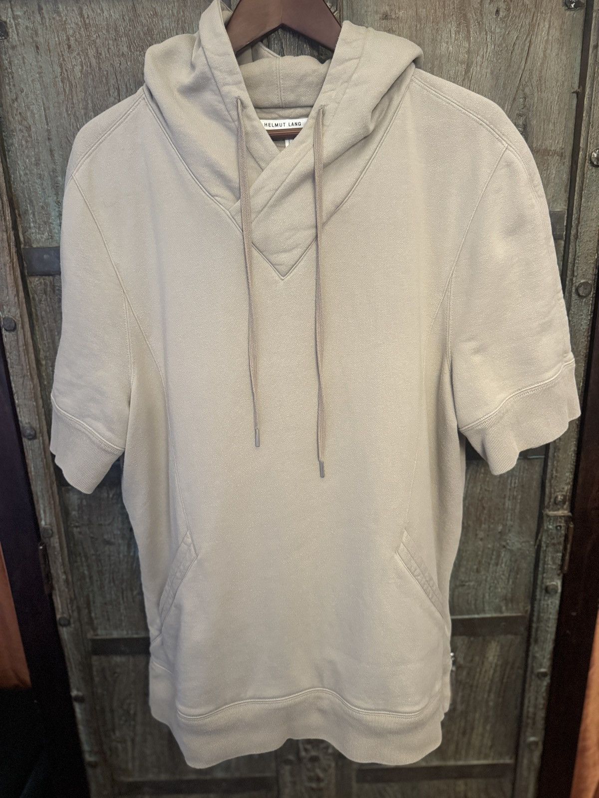 Helmut Lang Side-Zip Short Sleeve Hoodie Sweatshirt in Khaki Size US XL / EU 56 / 4 - 1 Thumbnail