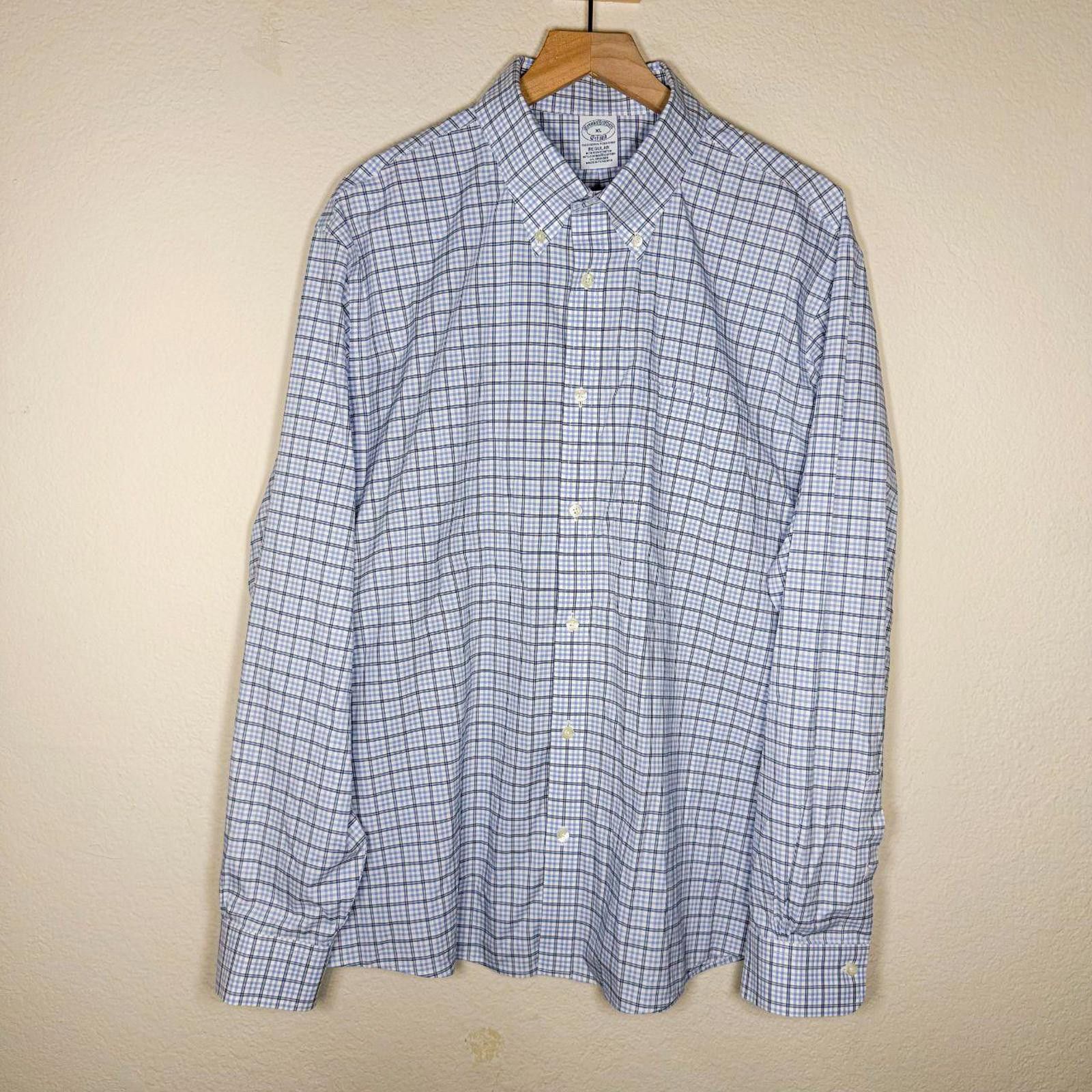 Brooks Brothers Brooks Brothers Men's XL Blue Non-Iron Long Sleeve Plaid Size US XL / EU 56 / 4 - 1 Thumbnail