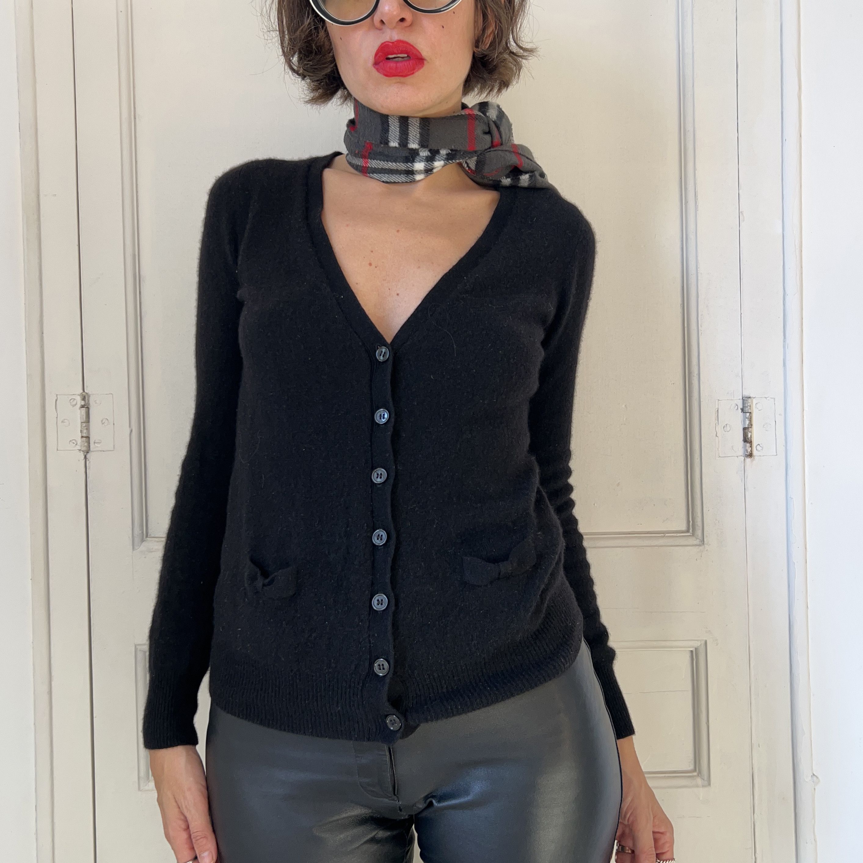 Vintage Vintage Black Cashmere Cardigan Size S / US 4 / IT 40 - 3 Thumbnail