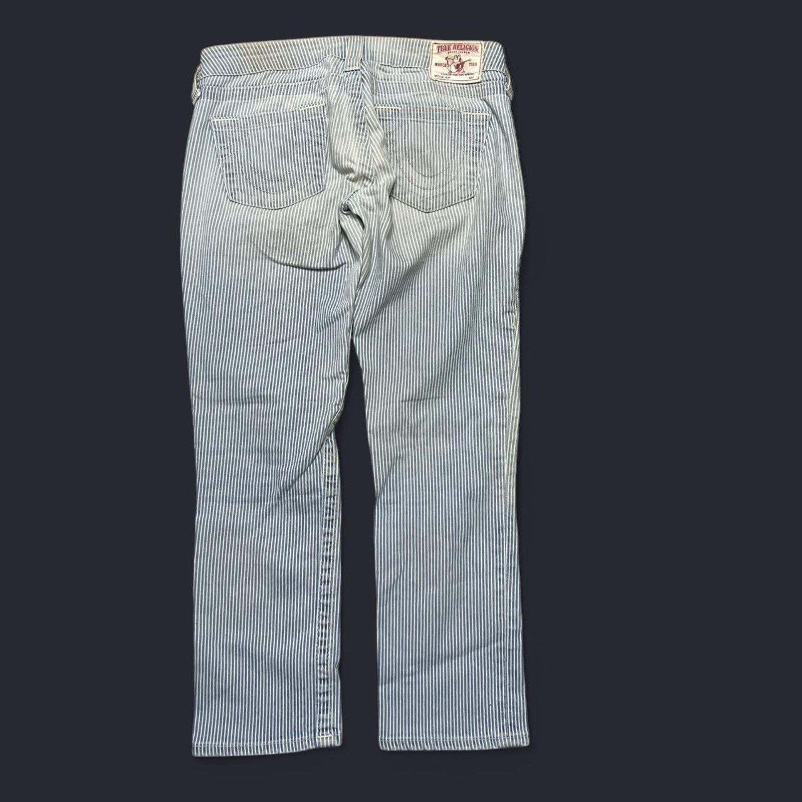 True Religion True Religion Women’s White & Blue Capri Crop Pants - 26 Size 26" / US 2 / IT 38 - 2 Thumbnail