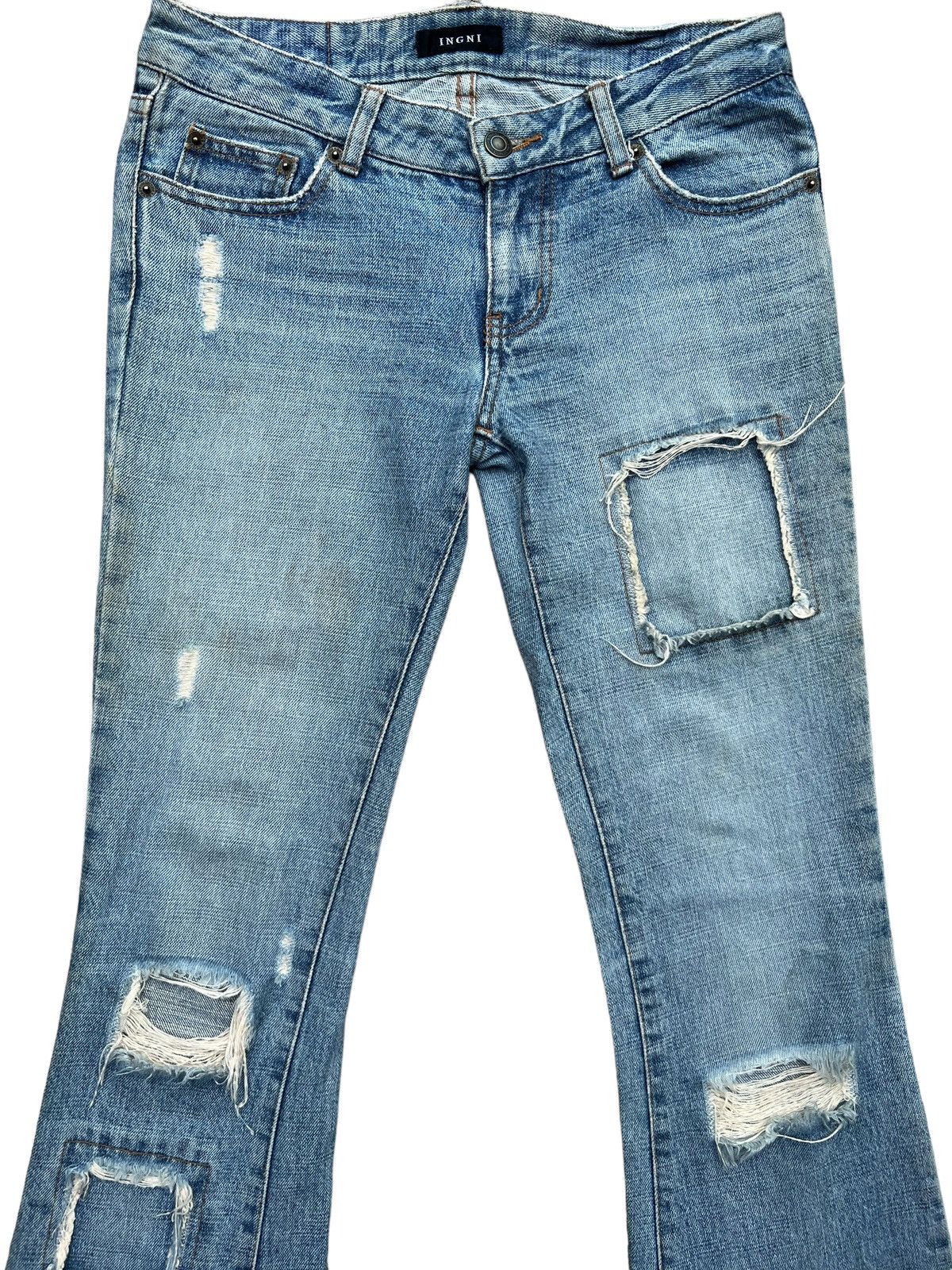 Japanese Brand Japanese Distressed Patchwork Lowrise Denim Jeans 29x34 Size US 29 - 4 Thumbnail