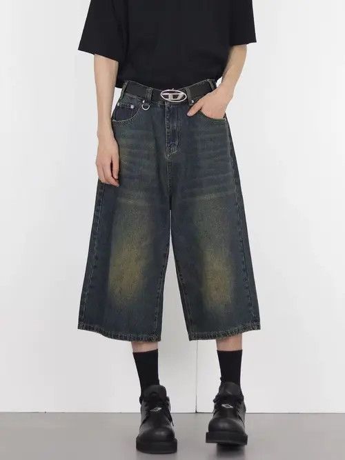 Japanese Brand × Jean Vintage washed distressed loose straight denim shorts Size US 32 / EU 48 - 3 Thumbnail