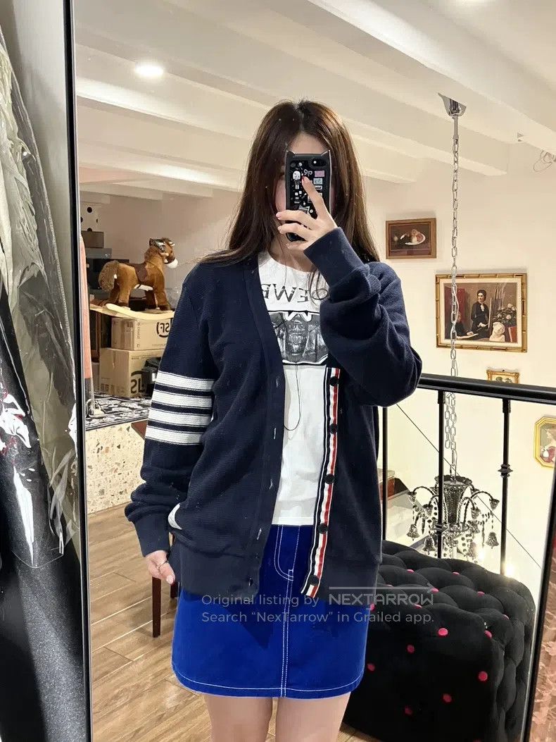 Thom Browne Thom Browne Dark Blue Open Cardigan Jacket Size US L / EU 52-54 / 3 - 4 Thumbnail