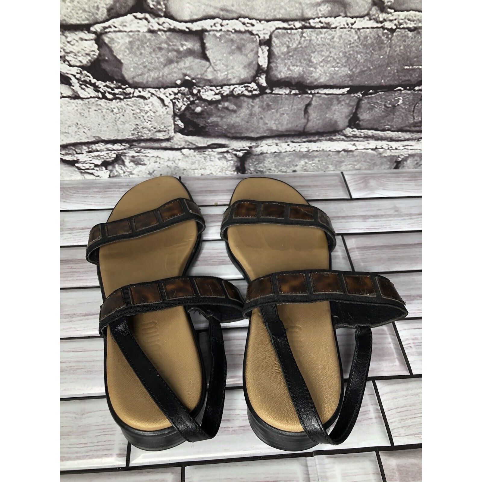 Other Munro Brown Synthetic Textile Comfort Heel Slingback Sandals Size US 5.5 / IT 35.5 - 5 Thumbnail