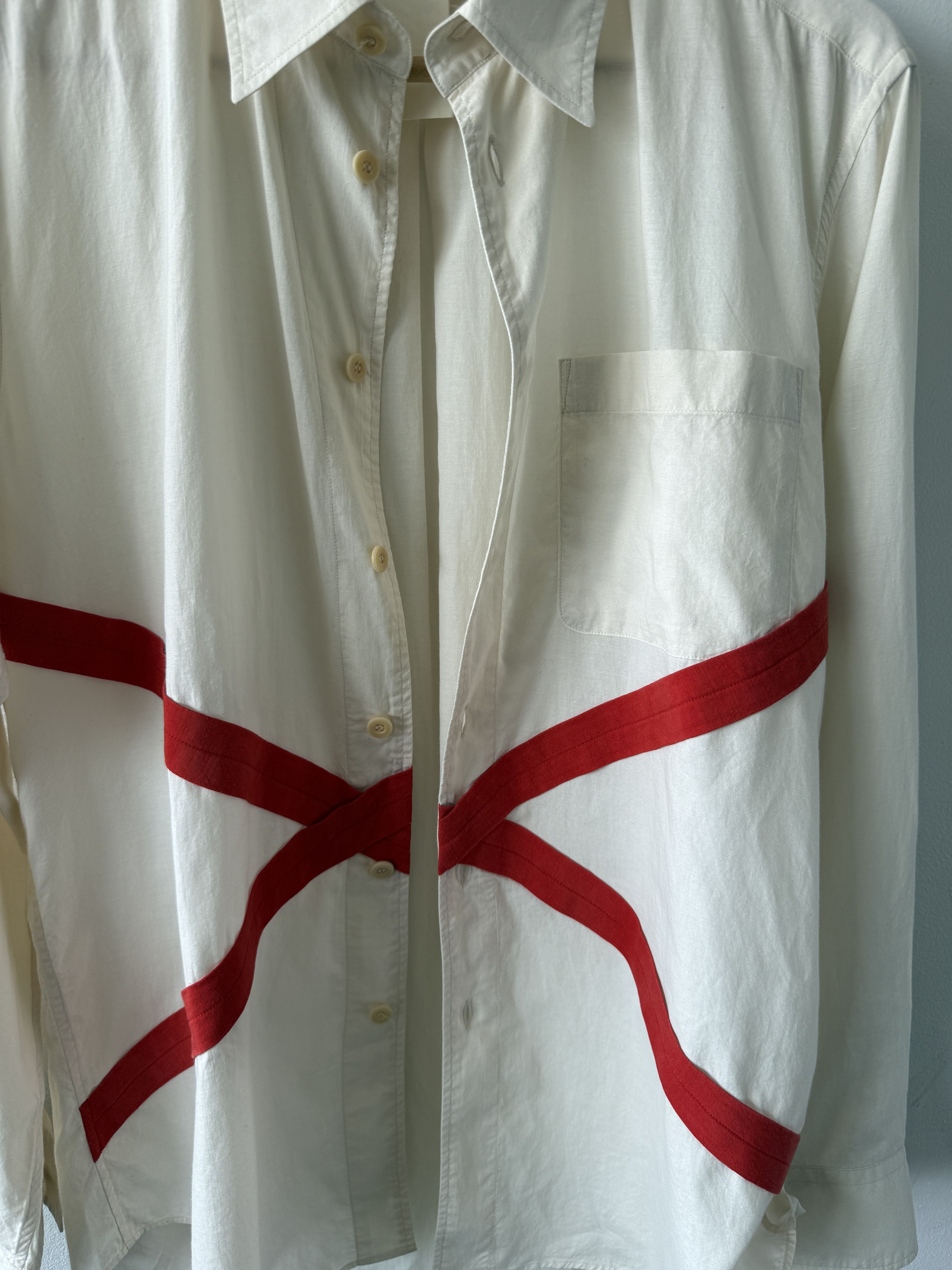 Yohji Yamamoto SS08 Runway Look 1 Red "X" Button Up Shirt Size US S / EU 44-46 / 1 - 13 Thumbnail