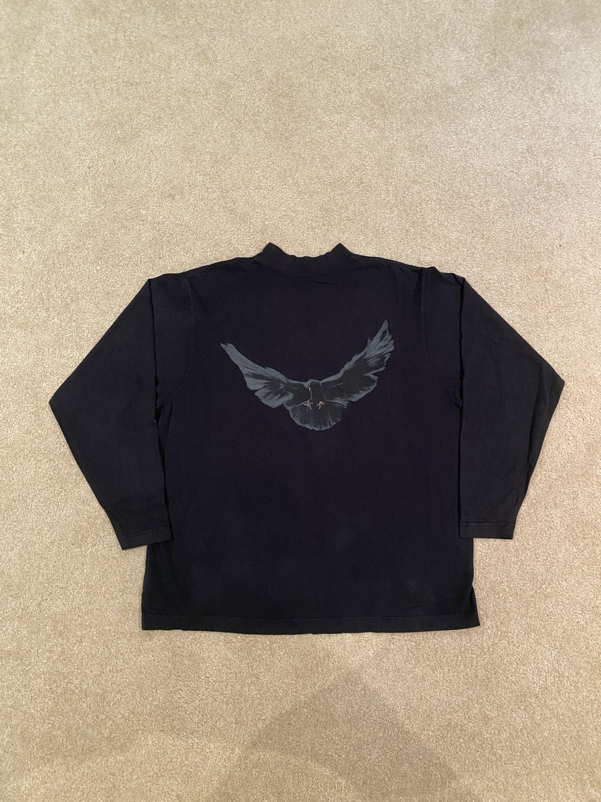 Balenciaga × Gap × Yeezy Yeezy x Gap x Balenciaga Washed Black Dove Long Sleeve Tee Size US M / EU 48-50 / 2 - 2 Thumbnail