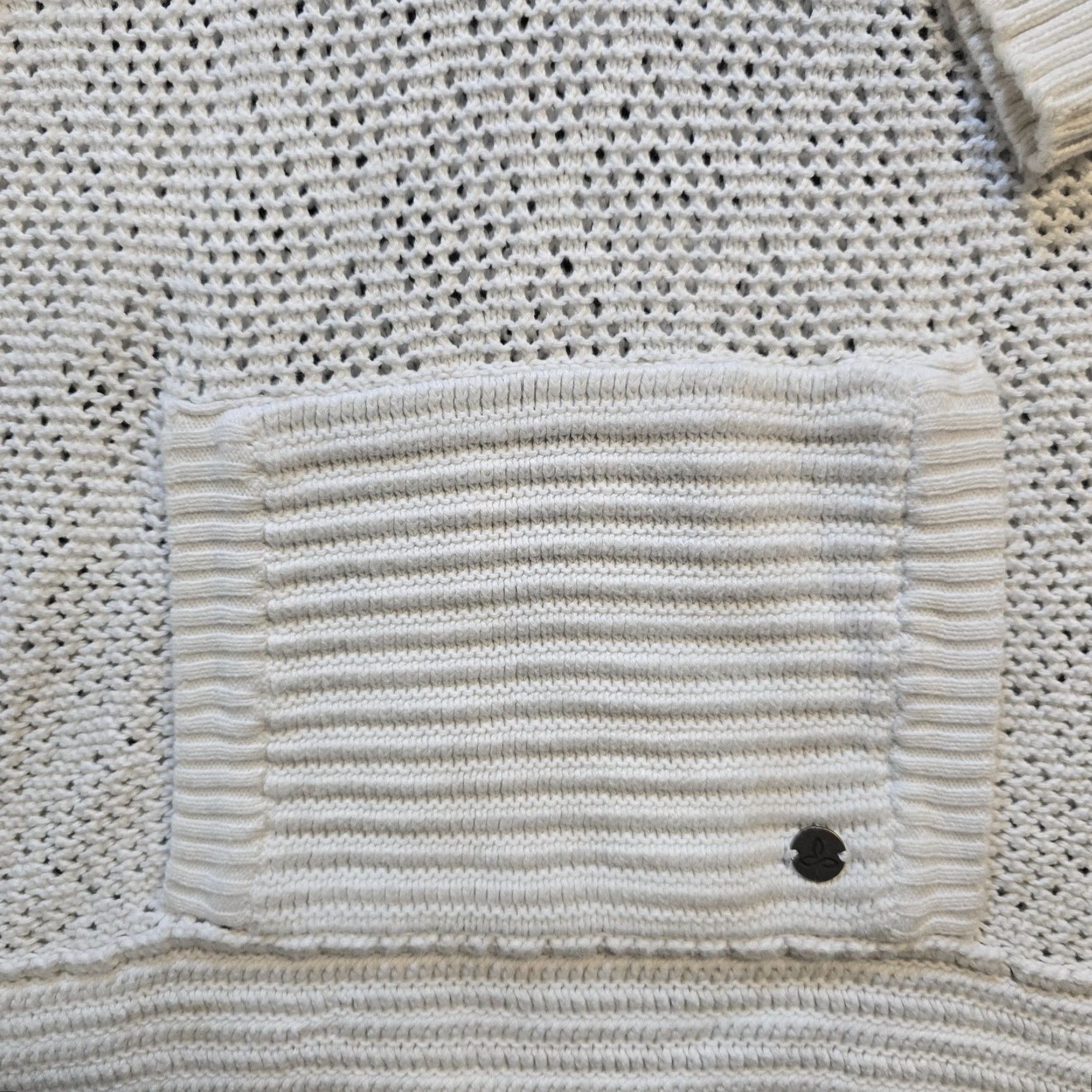Prana Prana Sweater Women Size Medium White Hoodie Cotton Open Knit Long Sleeve Casual Pullover Winter Fall Spring Knitted Lightweight Womens Size M / US 6-8 / IT 42-44 - 3 Thumbnail