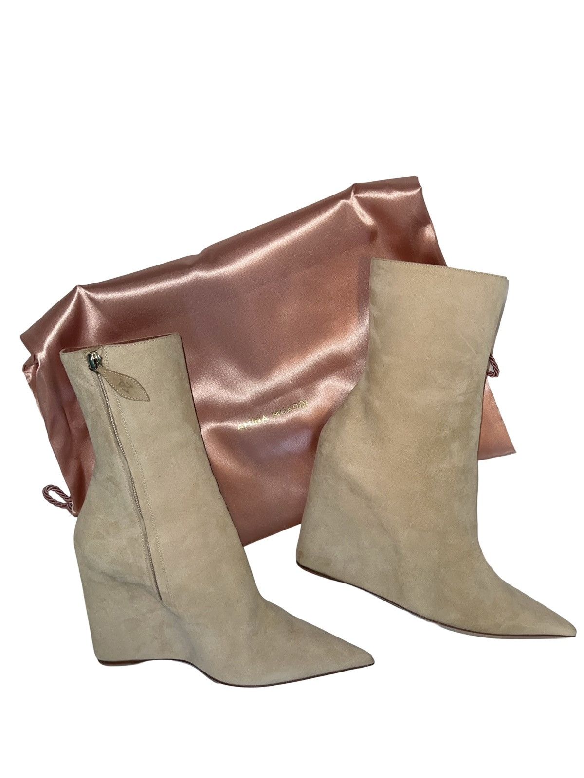 Amina Muaddi AMINA MUADDI ‘FW21 | PERNILLE SUEDE WEDGE BOOTIE Size US 8 / IT 38 - 4 Thumbnail
