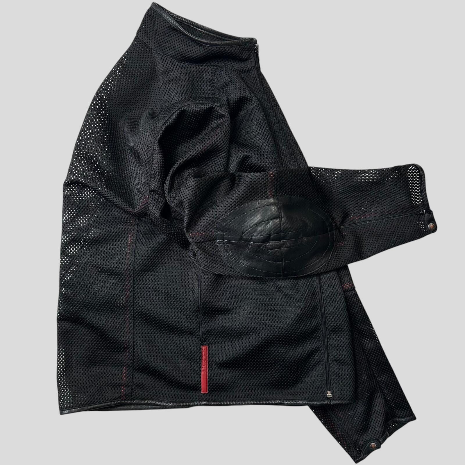 Prada Prada Sport SS00 SAMPLE Mesh + Leather Moto Jacket - IT54 Size US L / EU 52-54 / 3 - 1 Thumbnail