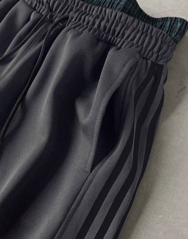 Japanese Brand Wide Leg Track Pants - Double Waistband Plaid Detail Size US 28 / EU 44 - 3 Thumbnail
