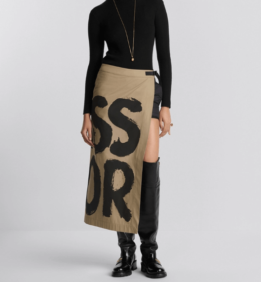 Dior o1w1db11225 457P84 Open-Front Midi Skirt in Beige/Black Size 25" / US 0 / IT 36 - 6 Thumbnail