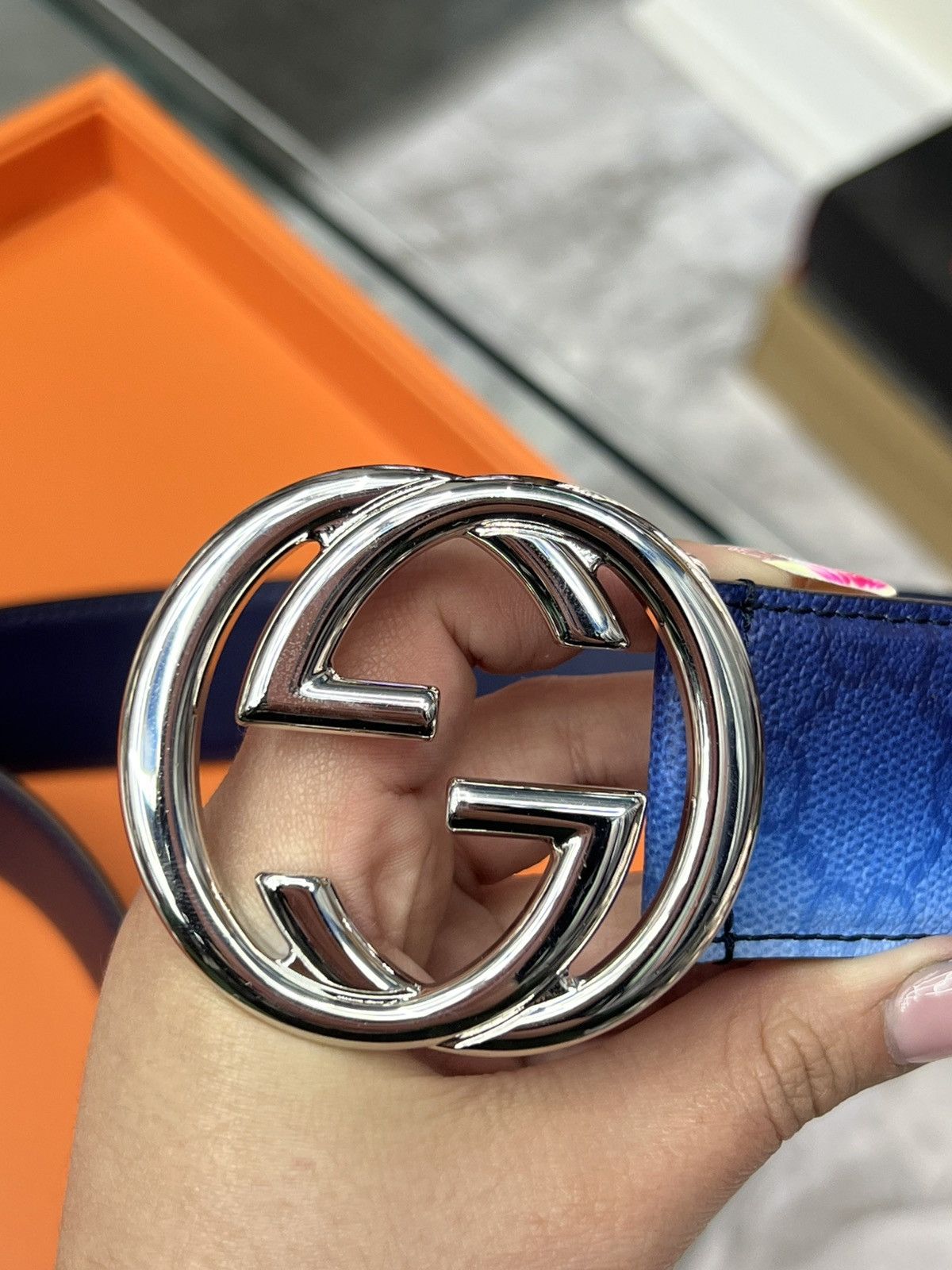 Gucci Gucci Chroma Belt Blue Gradient Canvas Monogram Print Size 36 - 3 Thumbnail