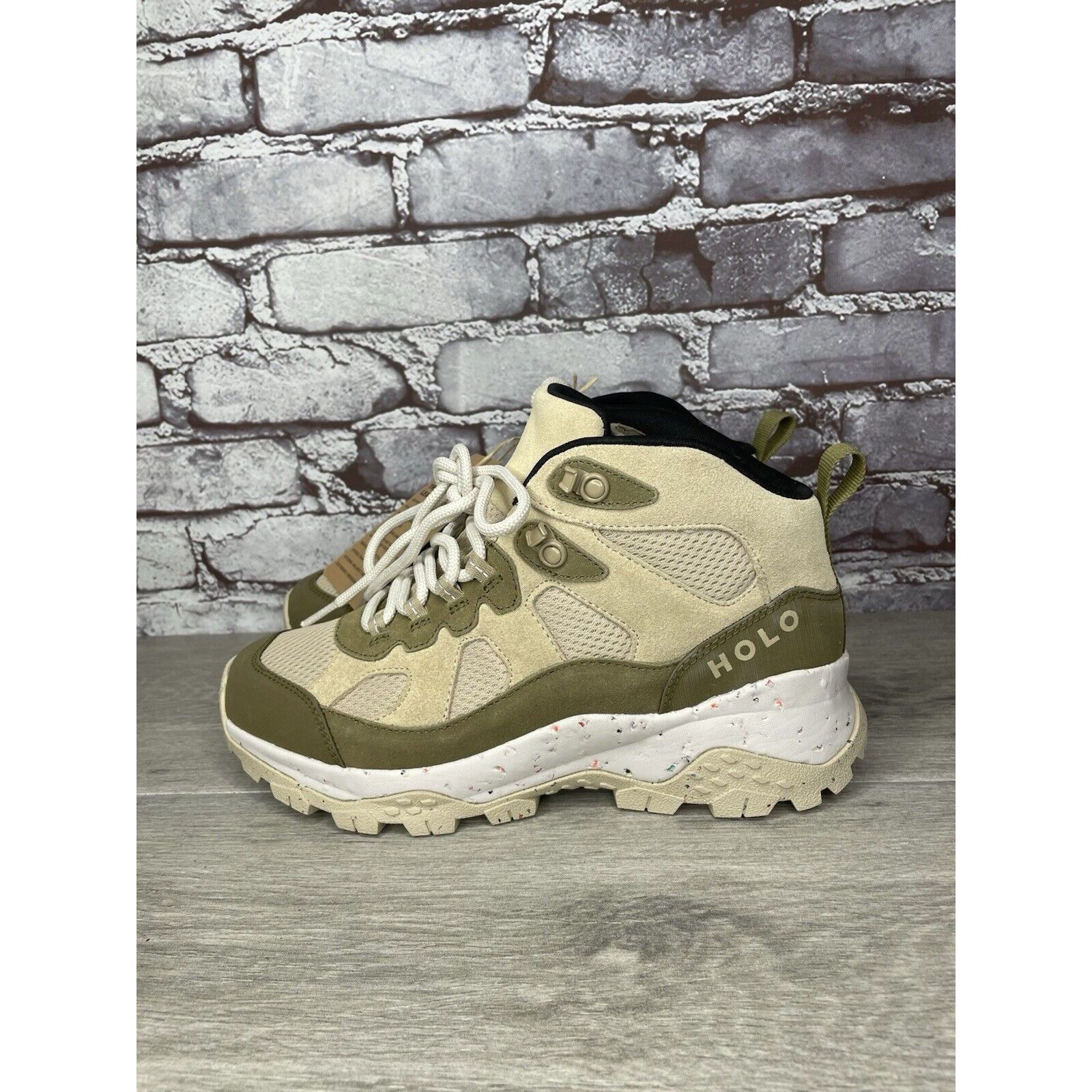 Halo Holo Footwear Troy Eco Leather Mid WP Hiking Boots Khaki Wom Size US 9 / IT 39 - 16 Thumbnail