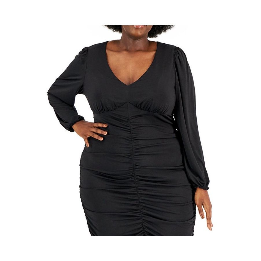 Other EMERALD SQUARE Women's Plus Size 24W Ruched Bodycon Dress Size 4XL / US 24-26 - 5 Thumbnail