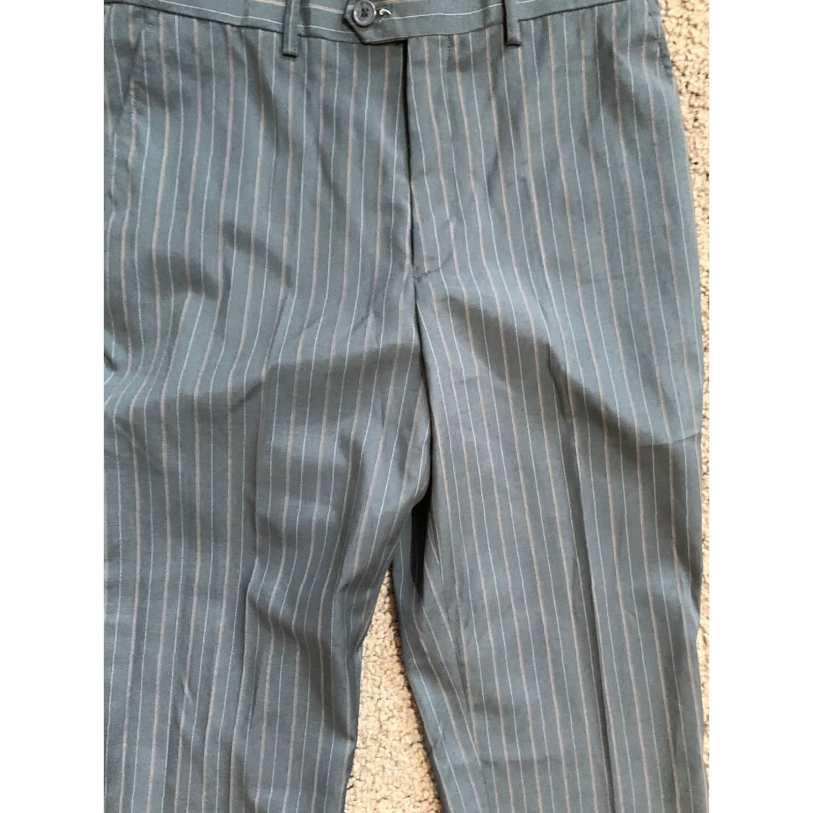 English Laundry English Laundry Women Navy Blue Striped Casual Pants 14 Polyester Rayon Cotton Slim Skinny Size 36" / US 14 / IT 50 - 2 Thumbnail