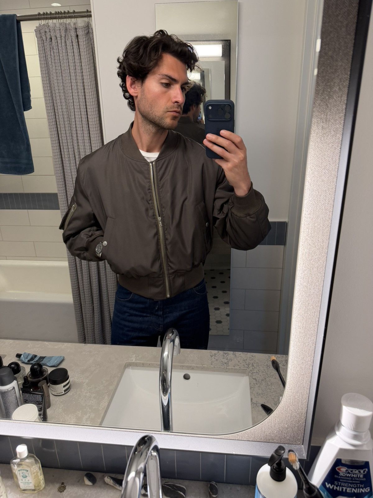 Auralee Auralee Bomber Jacket Silk Twill Blouson Olive Size 3 $1952 Size US S / EU 44-46 / 1 - 18 Thumbnail