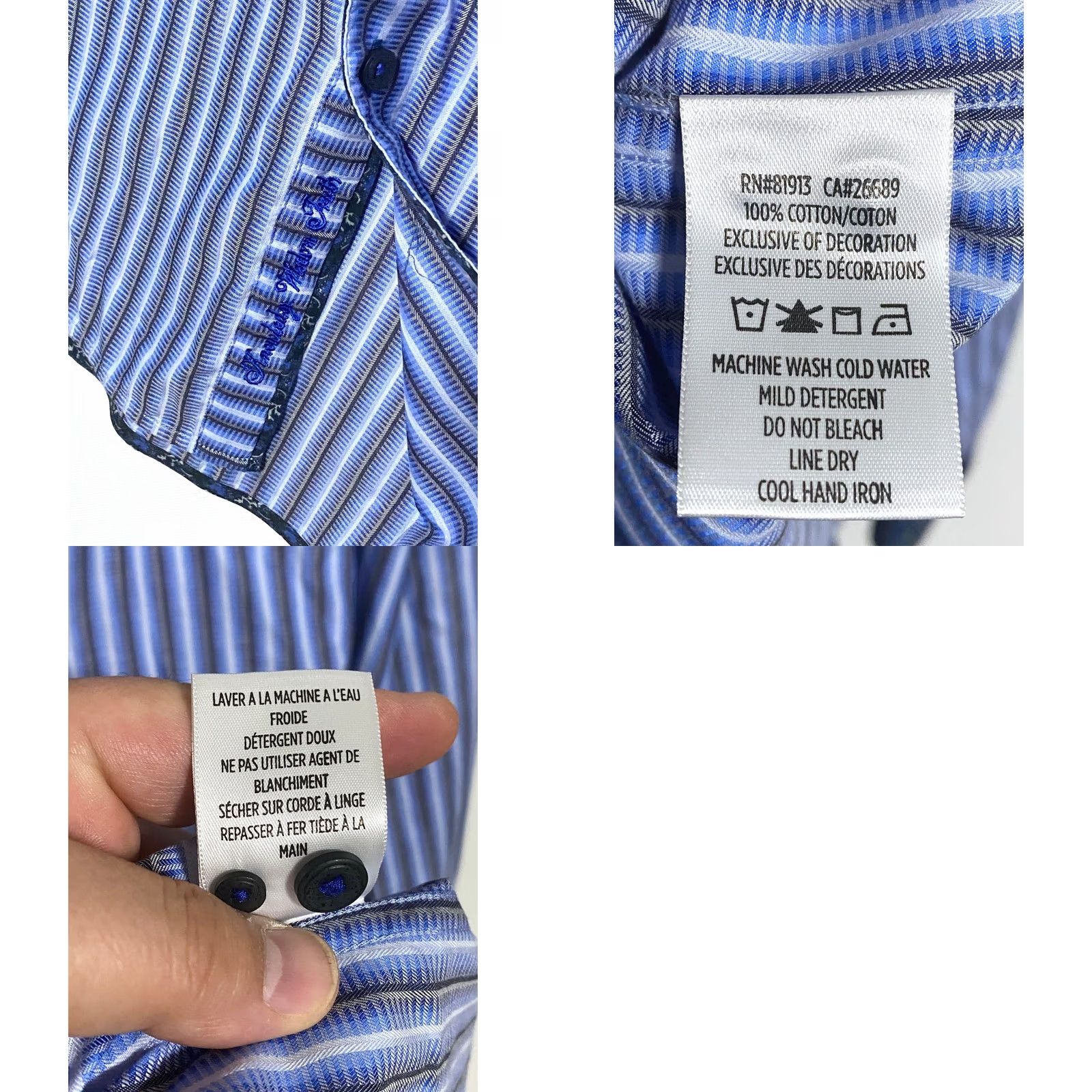 Robert Graham VINTAGE Robert Graham Classic Fit Blue Striped Button Shirt Mens 3XL Flip Cuff Luxury Size US XXL / EU 58 / 5 - 8 Thumbnail