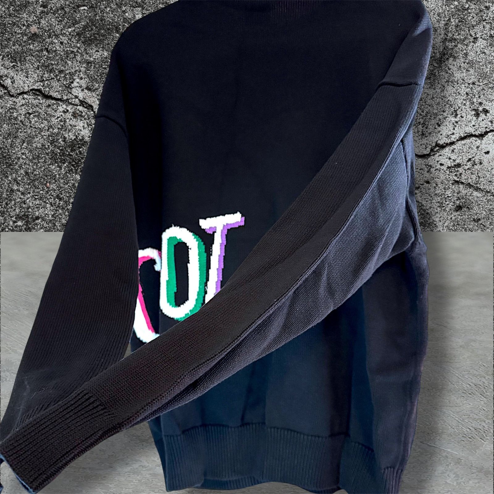 STAYCOOLNYC •NWT• STAY COOL NYC Tribal Wrap Knit Black Crewneck • Large Size US L / EU 52-54 / 3 - 3 Thumbnail