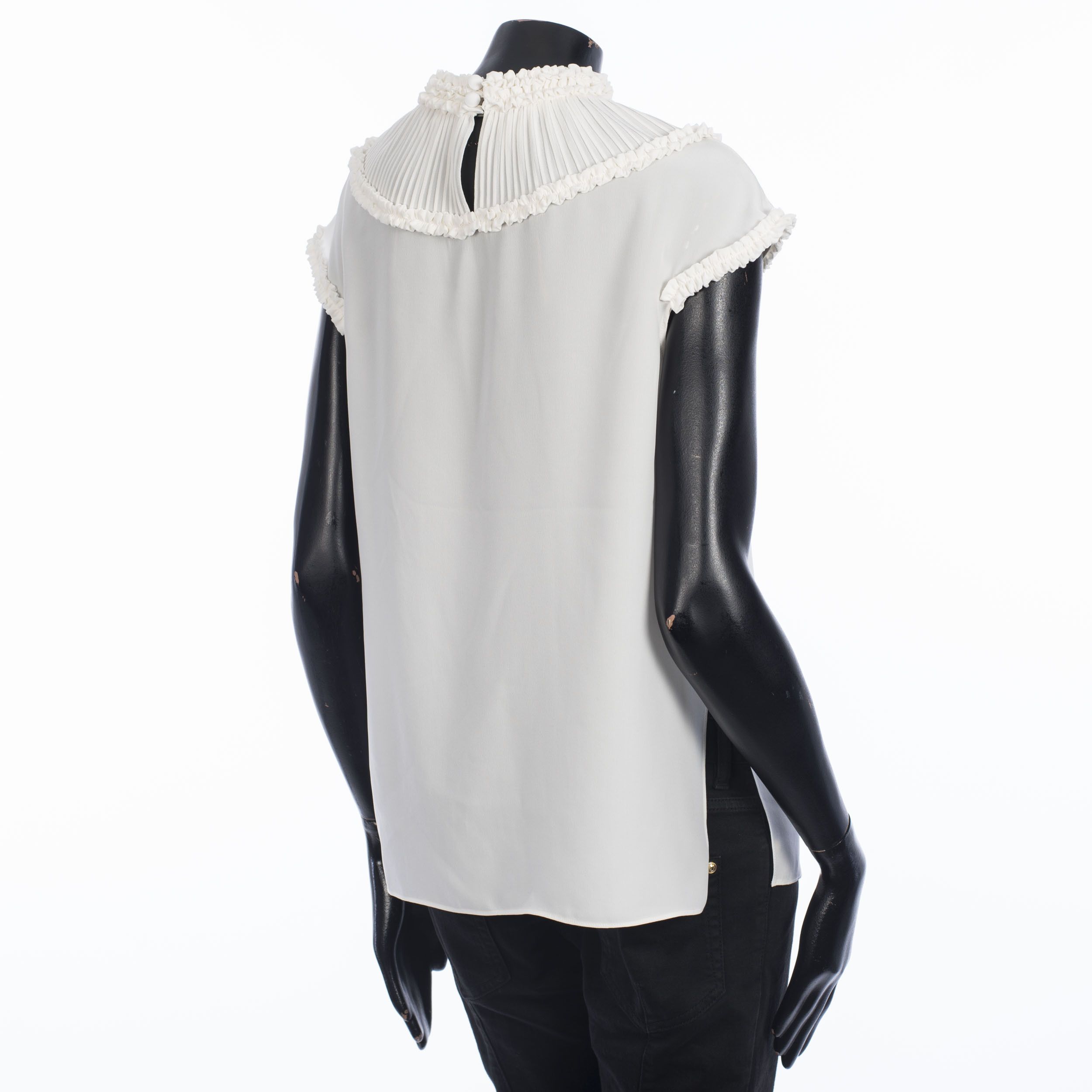 Fendi Crêpe De Chine Top With Ruffles In White Silk Size M / US 6-8 / IT 42-44 - 6 Thumbnail
