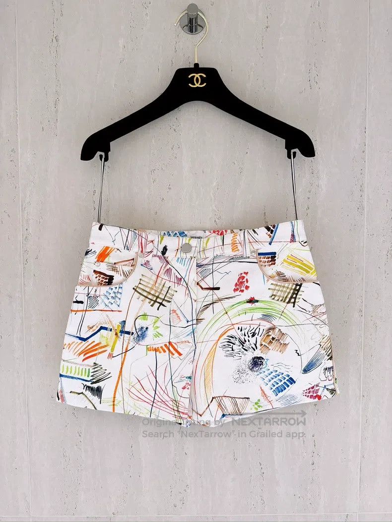 Hermes Hermes Colorful Graffiti Denim Shorts Size 42" / US 20 - 1 Thumbnail