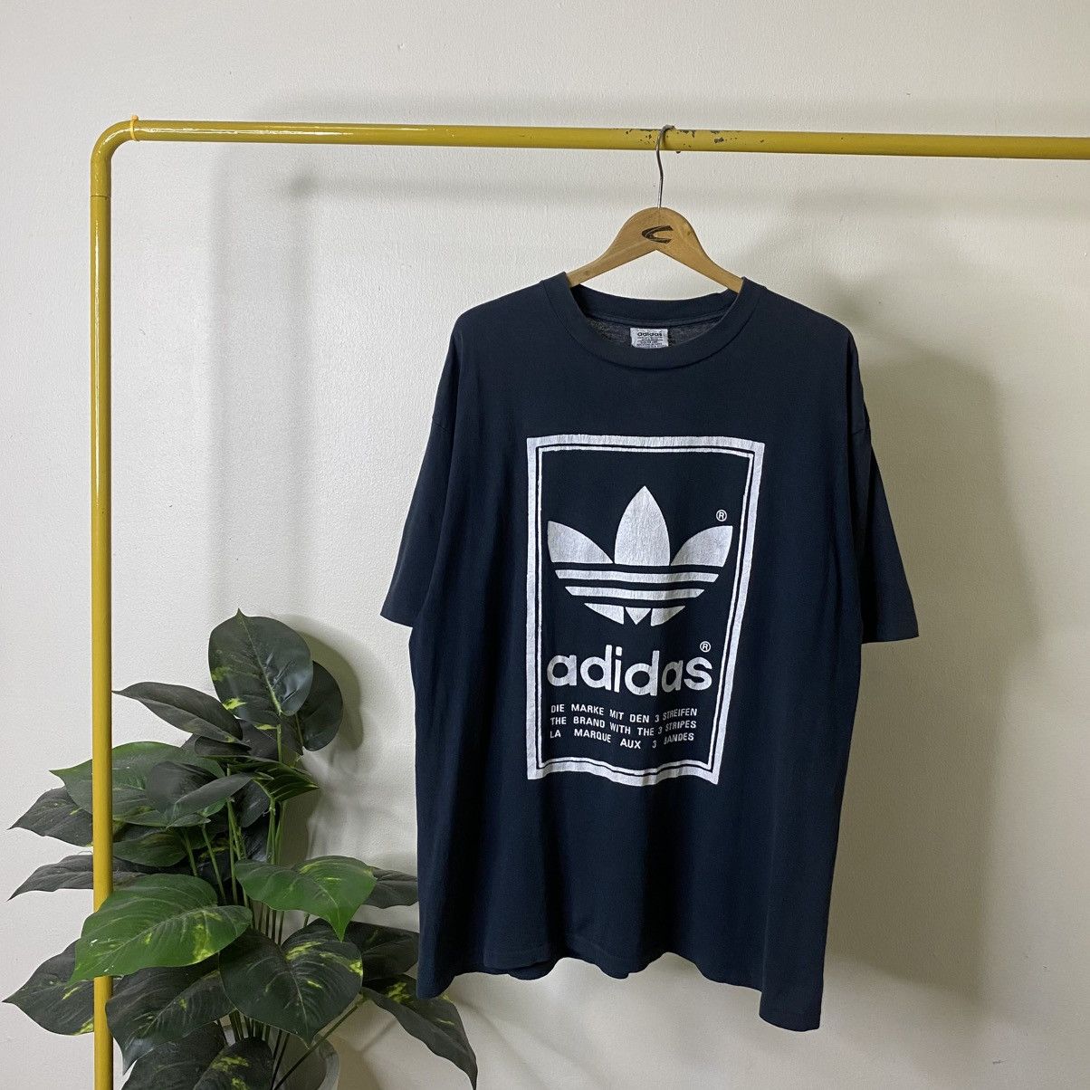 Adidas 1990s Adidas Double Sided Graphic Faded Black T Shirt Size US XL / EU 56 / 4 - 1 Thumbnail
