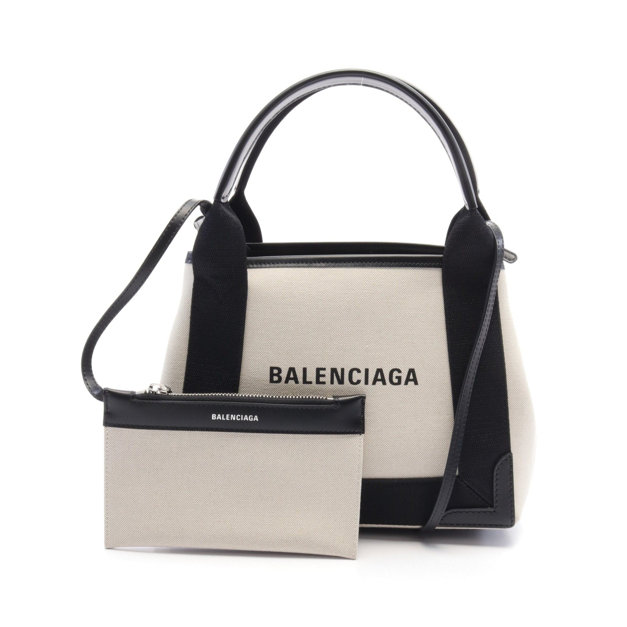 Balenciaga Balenciaga Navy Hippopotamus Xs Handbag Canvas Leather Ivory Black Size ONE SIZE - 1 Thumbnail