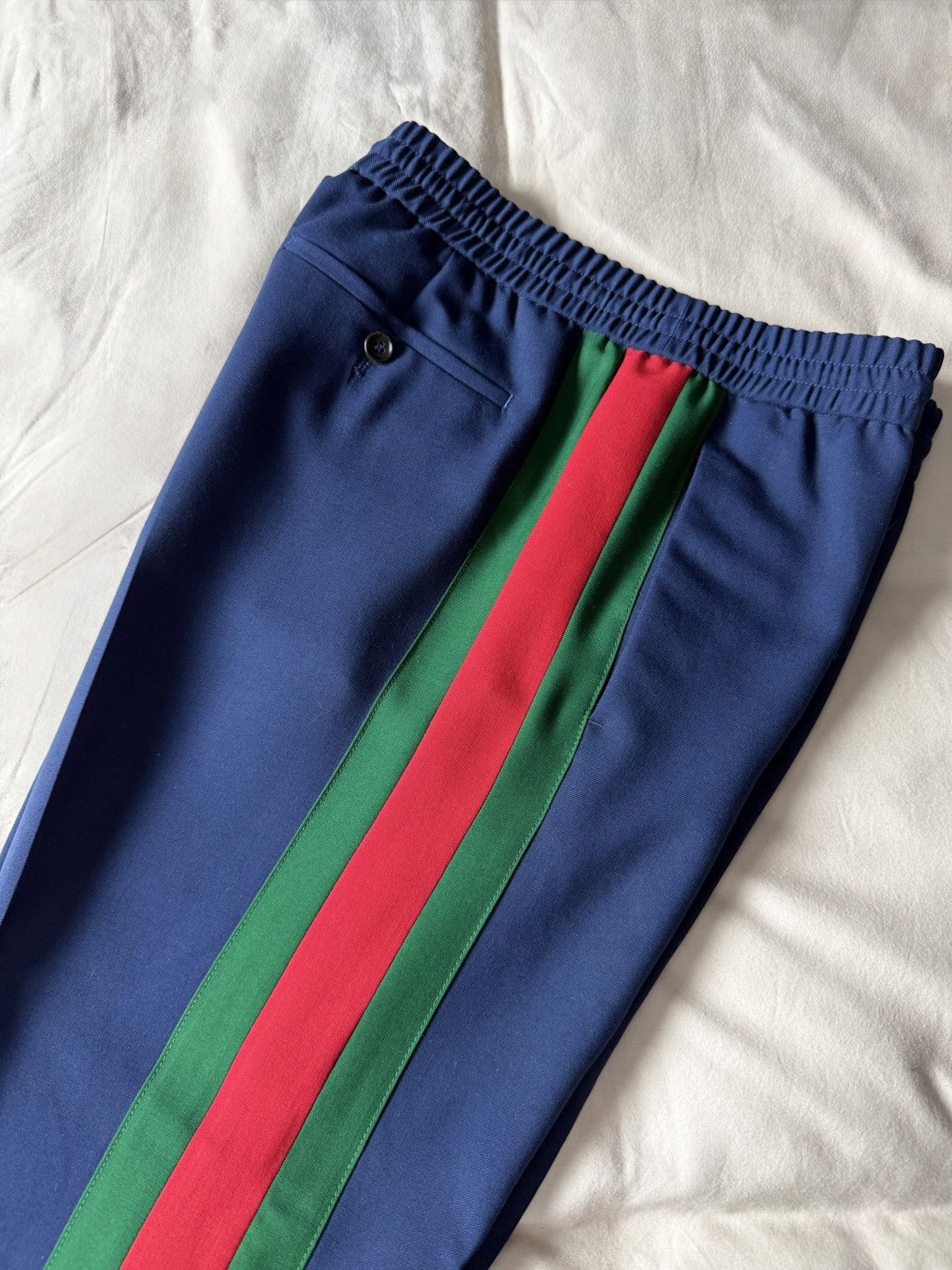 Gucci Gucci Wool Mohair Track Pants Navy w/ Web Stripe Size US 32 / EU 48 - 1 Thumbnail